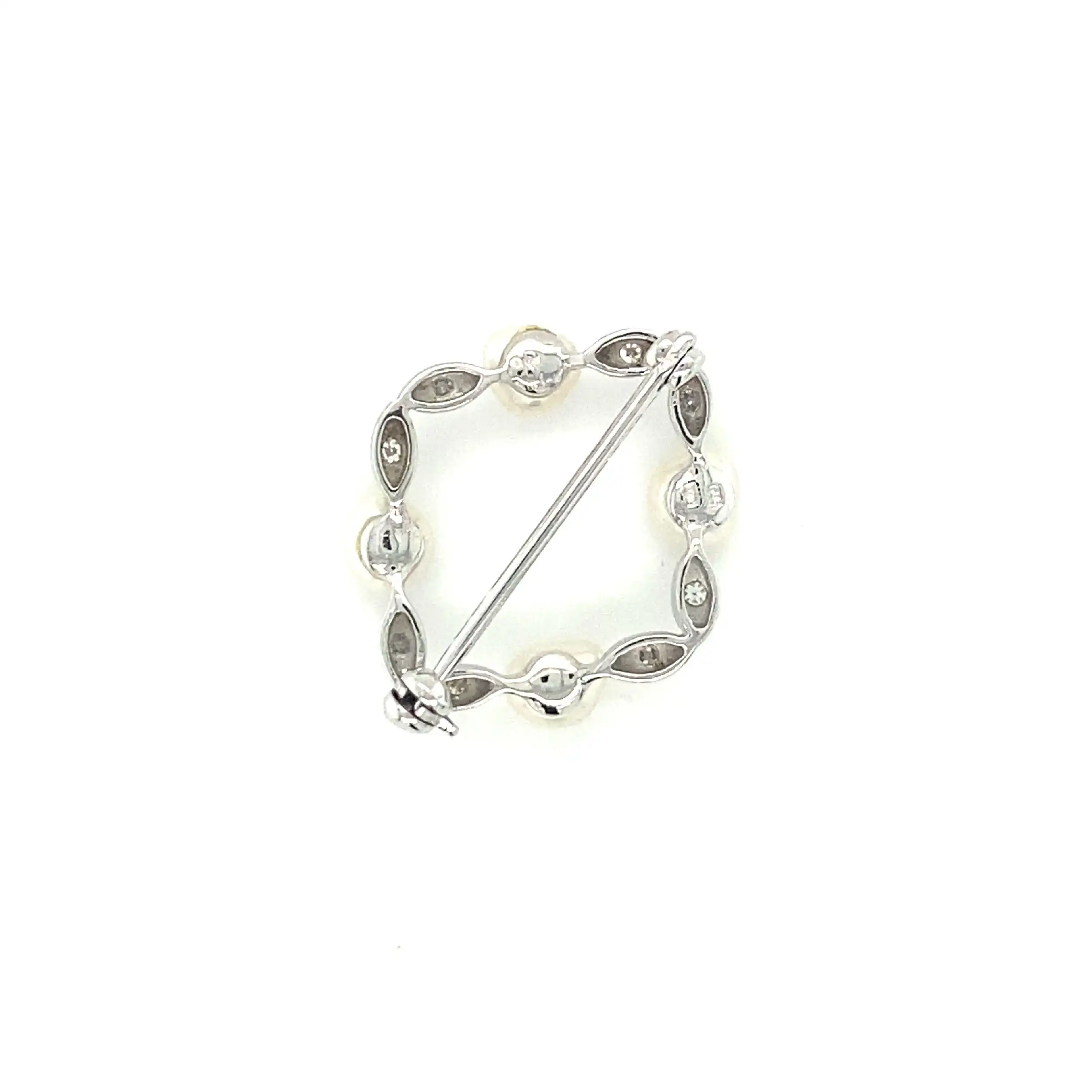 Brosche Weißgold mit Perlen und Diamanten
