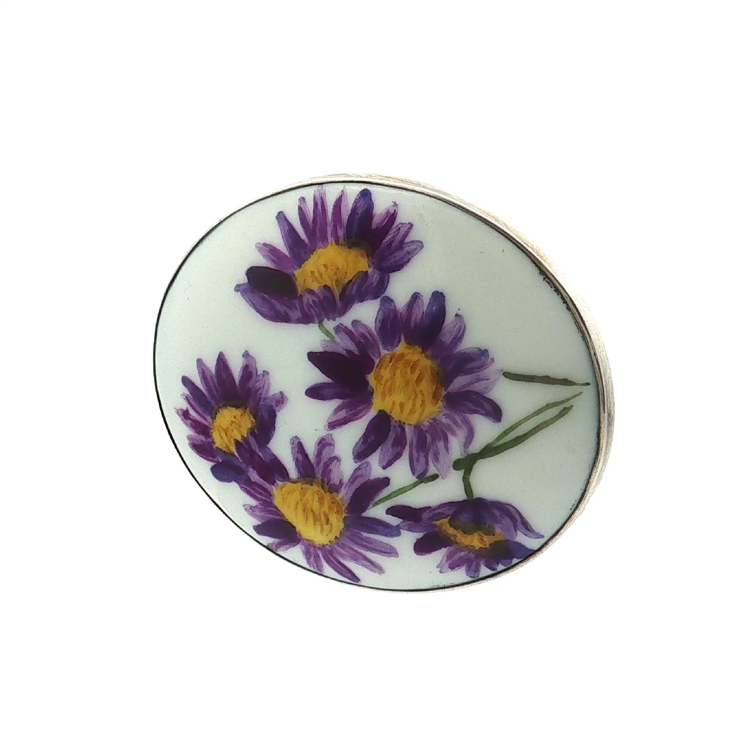 Nadel Silber mit Blumenmotiv Porzellan