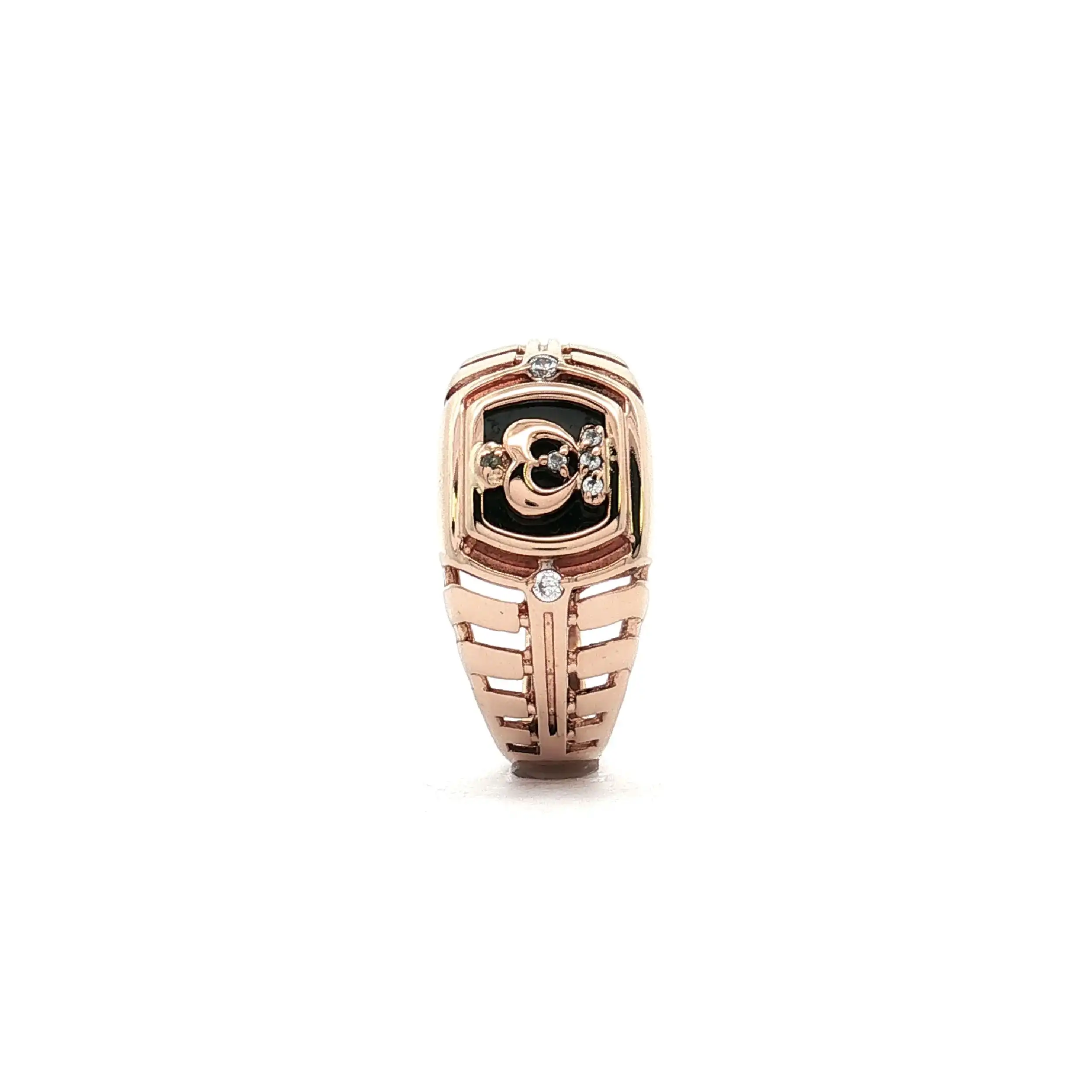 Ring Roségold mit schwarzer Platte und Zirkonia