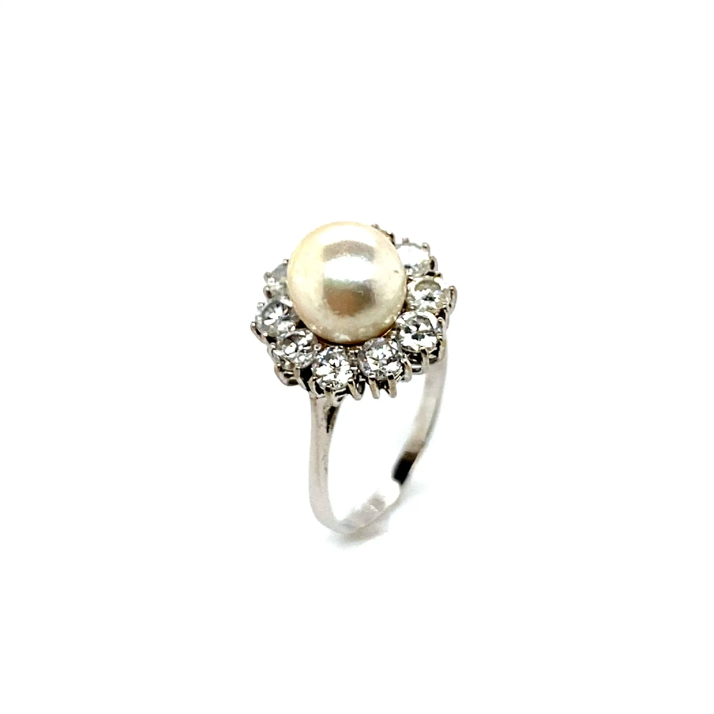 Ring Weißgold mit Perle und Brillanten