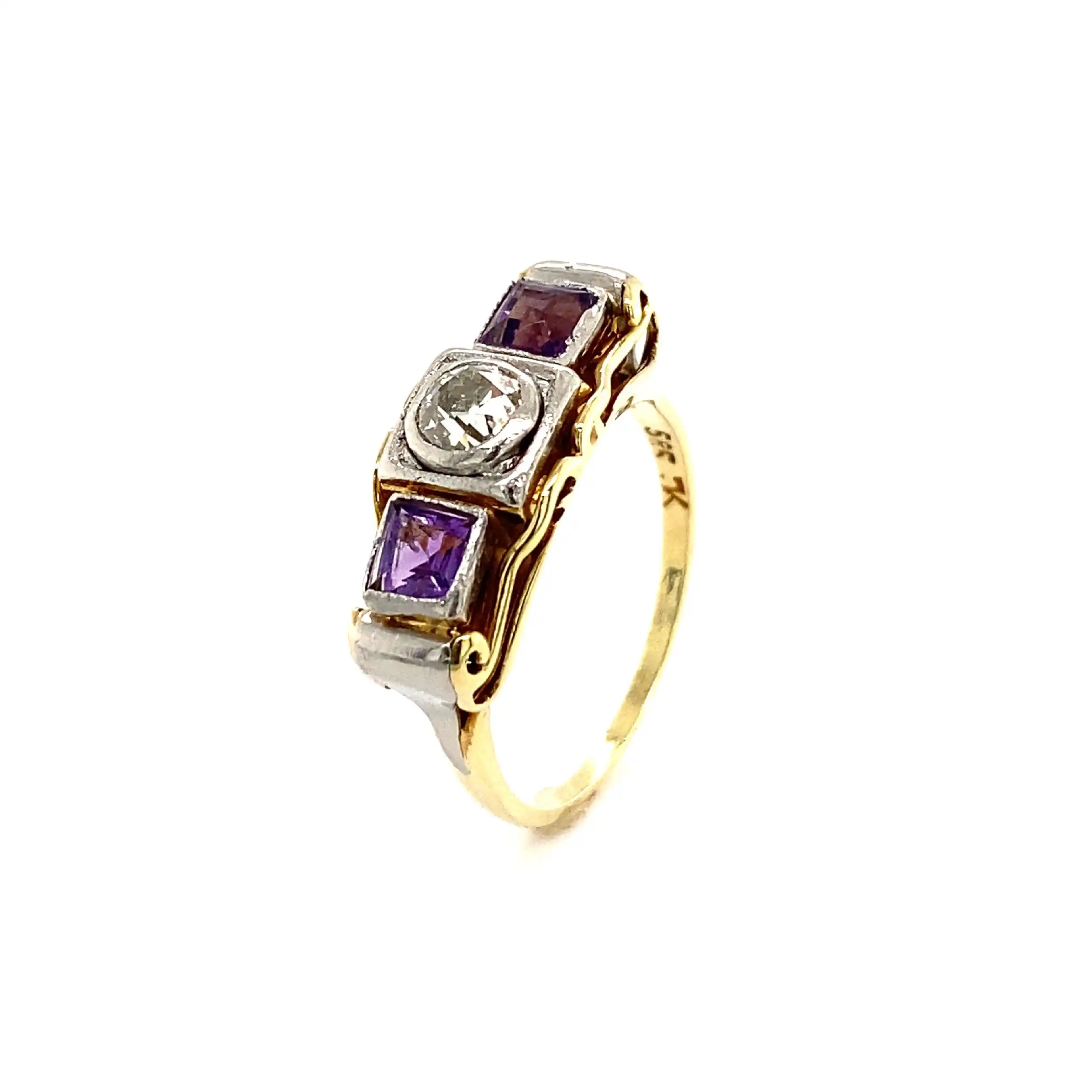 Ring Bicolor mit Amethyst & Altschliff-Brillant Ring Bicolor mit Amethyst & Altschliff-Brillant