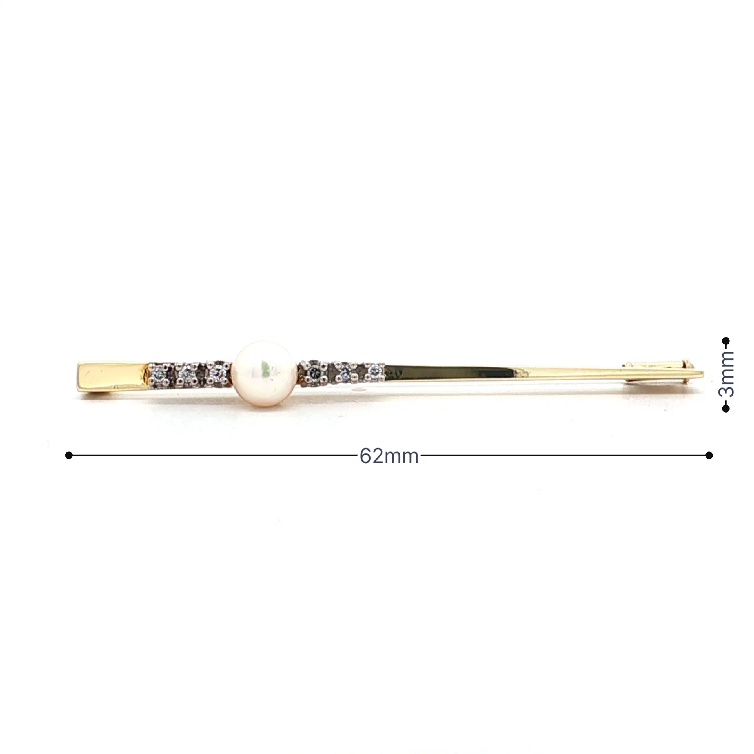 Nadel Bicolor mit Perle & Diamanten Nadel Bicolor mit Perle & Diamanten
