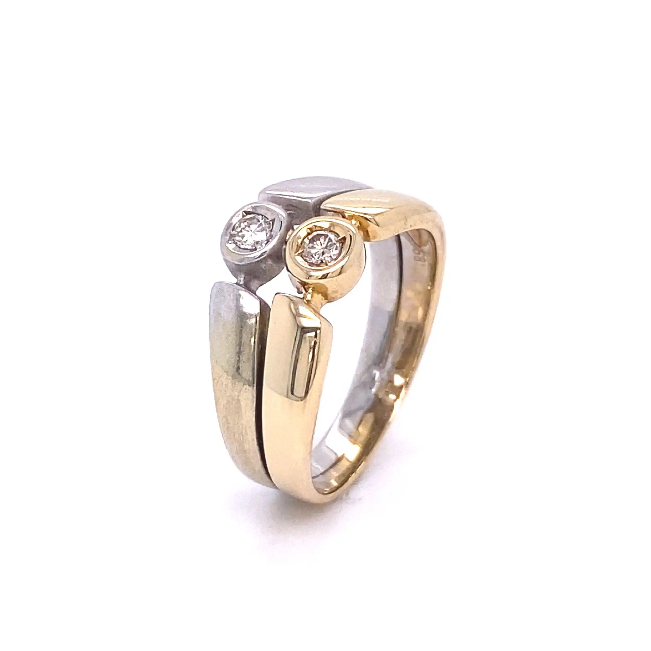 Ring Bicolor Gelbgold/Weißgold mit 2 Brillanten Ring Bicolor Gelbgold/Weißgold mit 2 Brillanten
