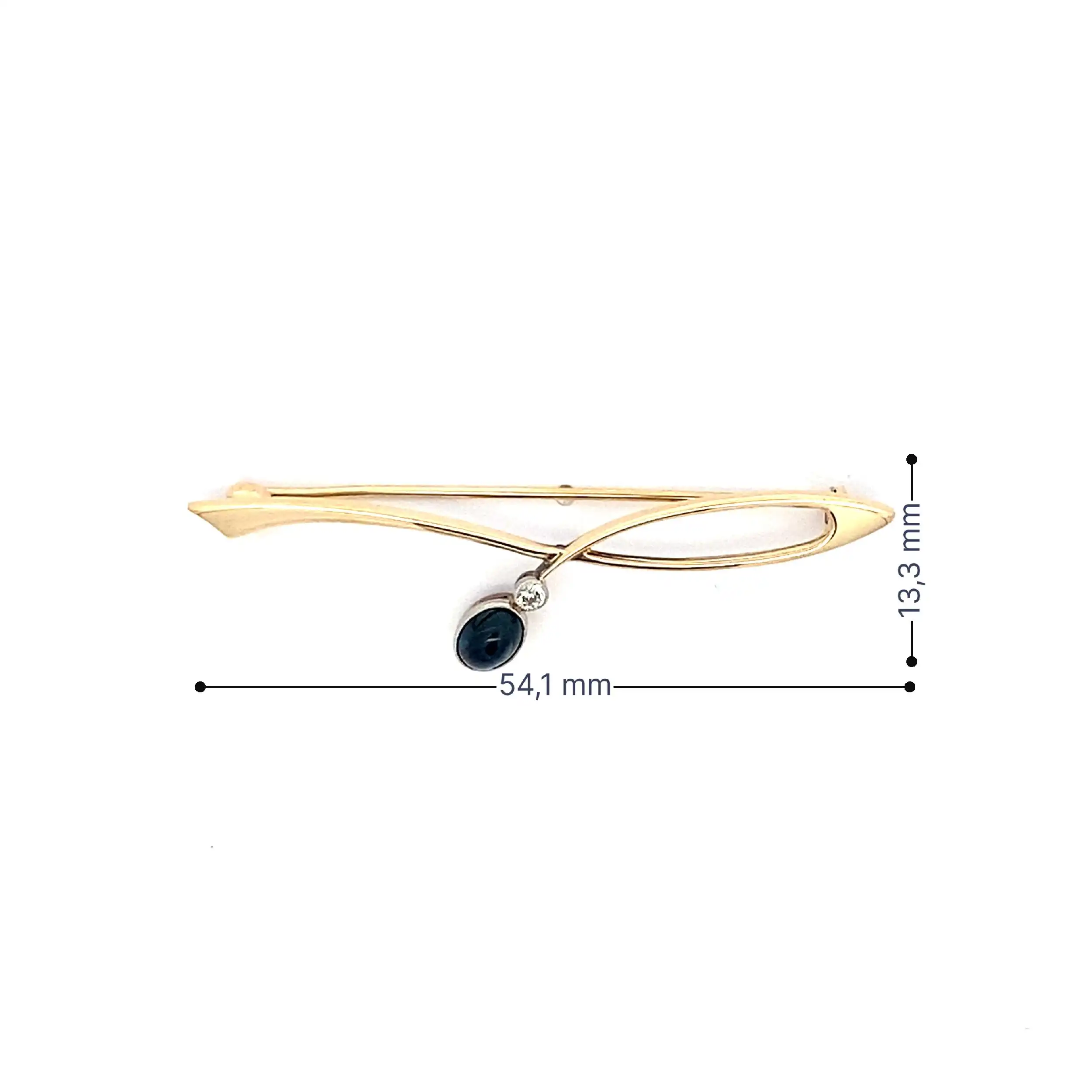 Brosche Bicolor mit Saphir und Brillant Brosche Bicolor mit Saphir und Brillant