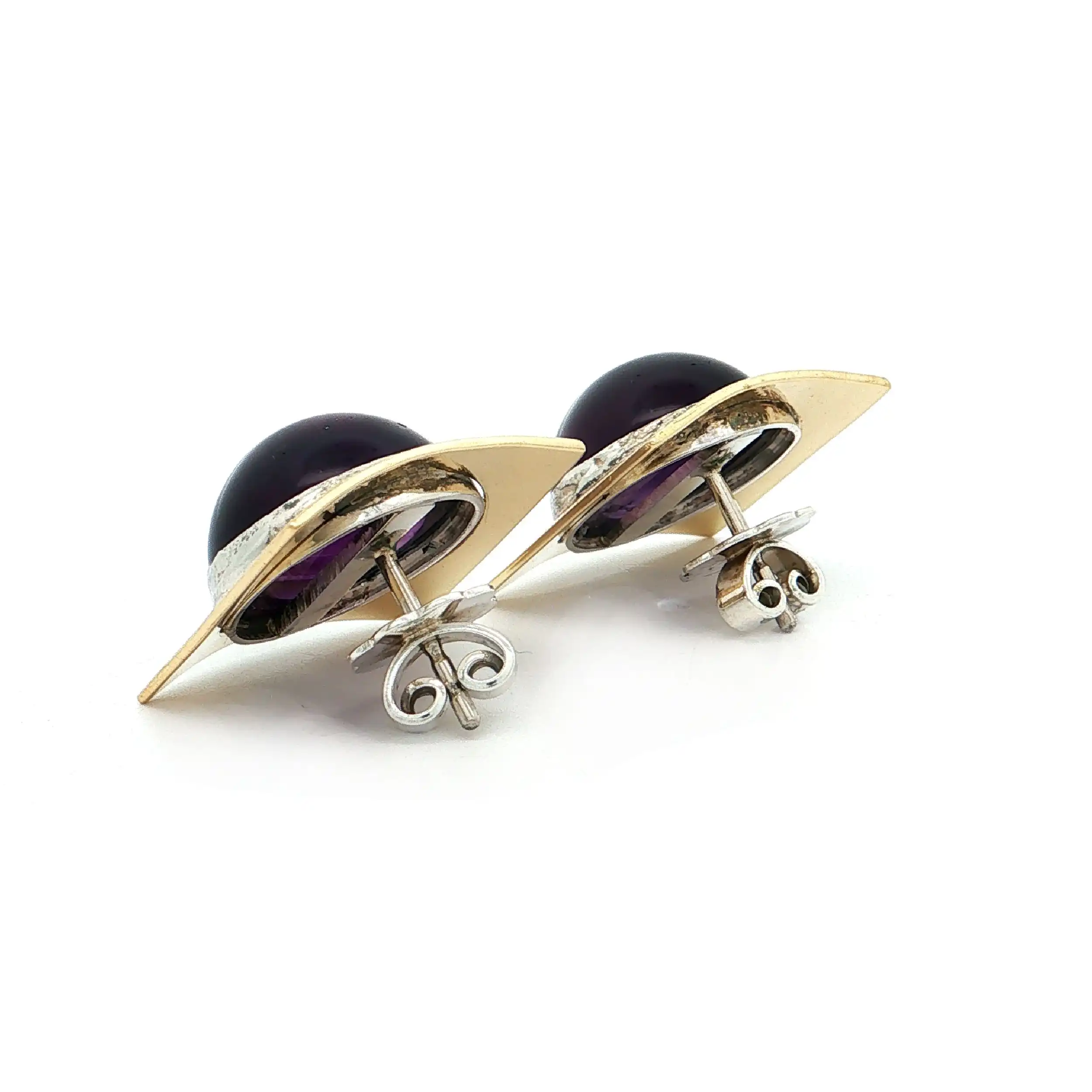 Ohrstecker Geldgold/ Silber mit Amethyst