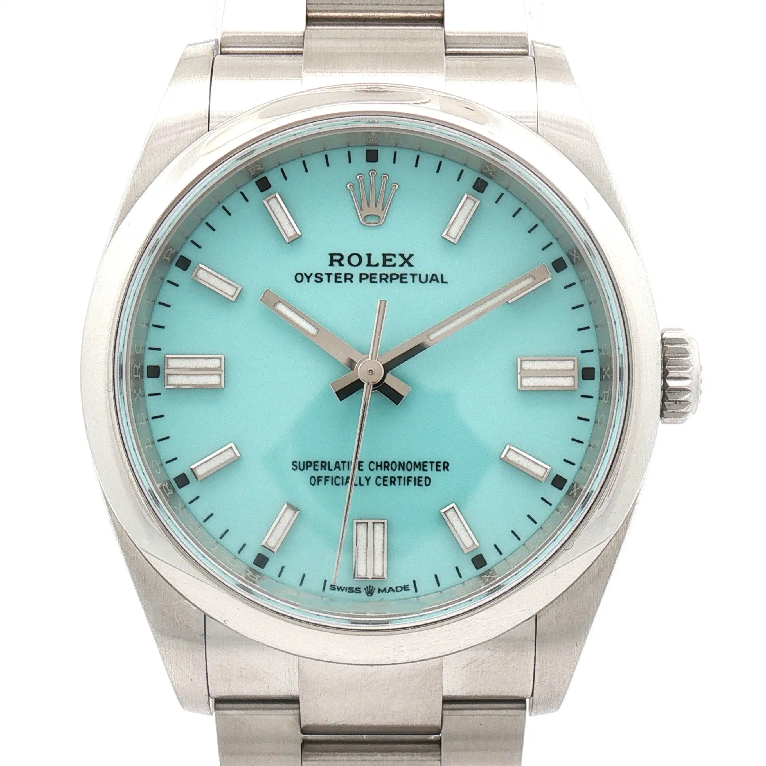 Herrenuhr Rolex Oyster Perpetual 36 Türkis im Full Set