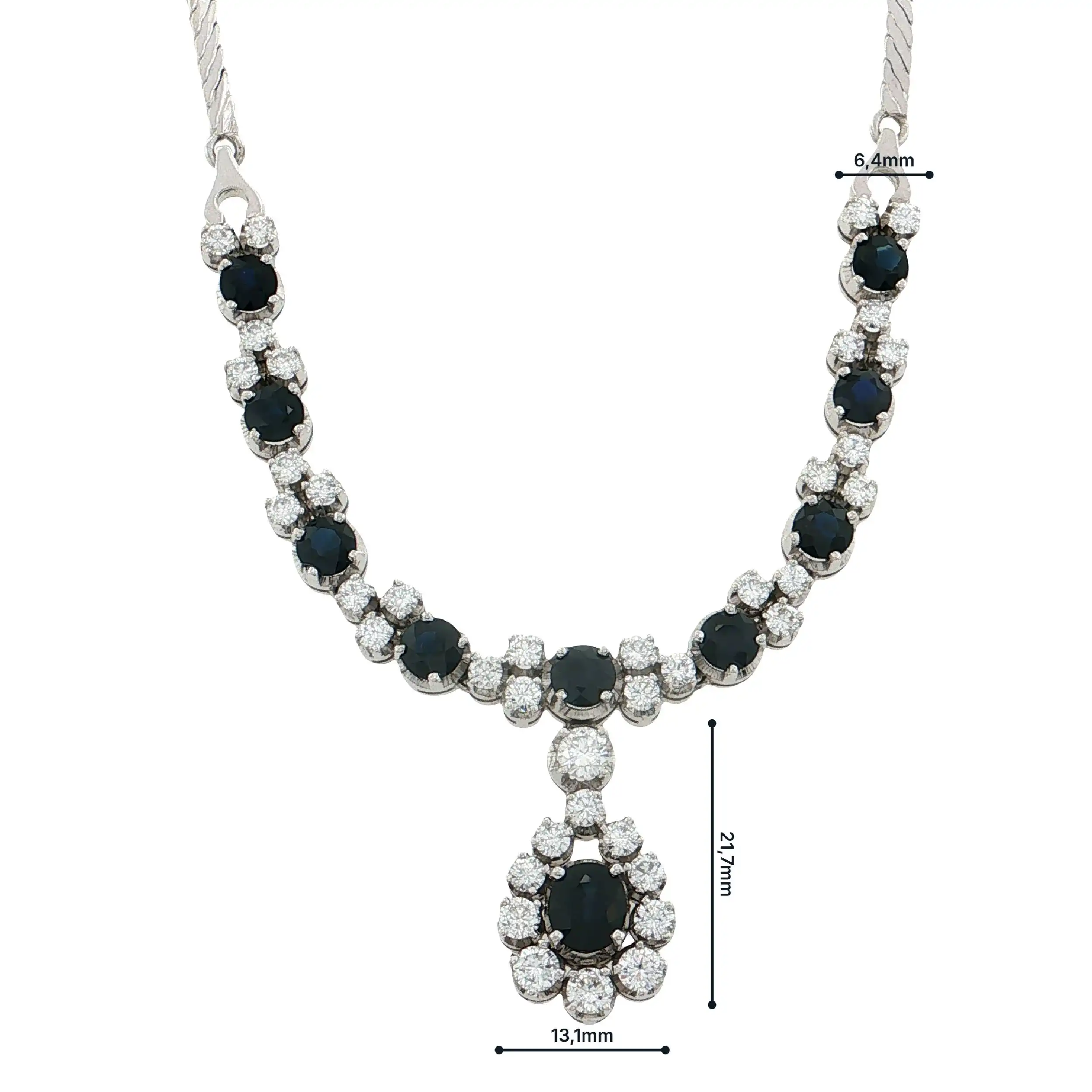Collier Weißgold mit Saphiren und Brillanten