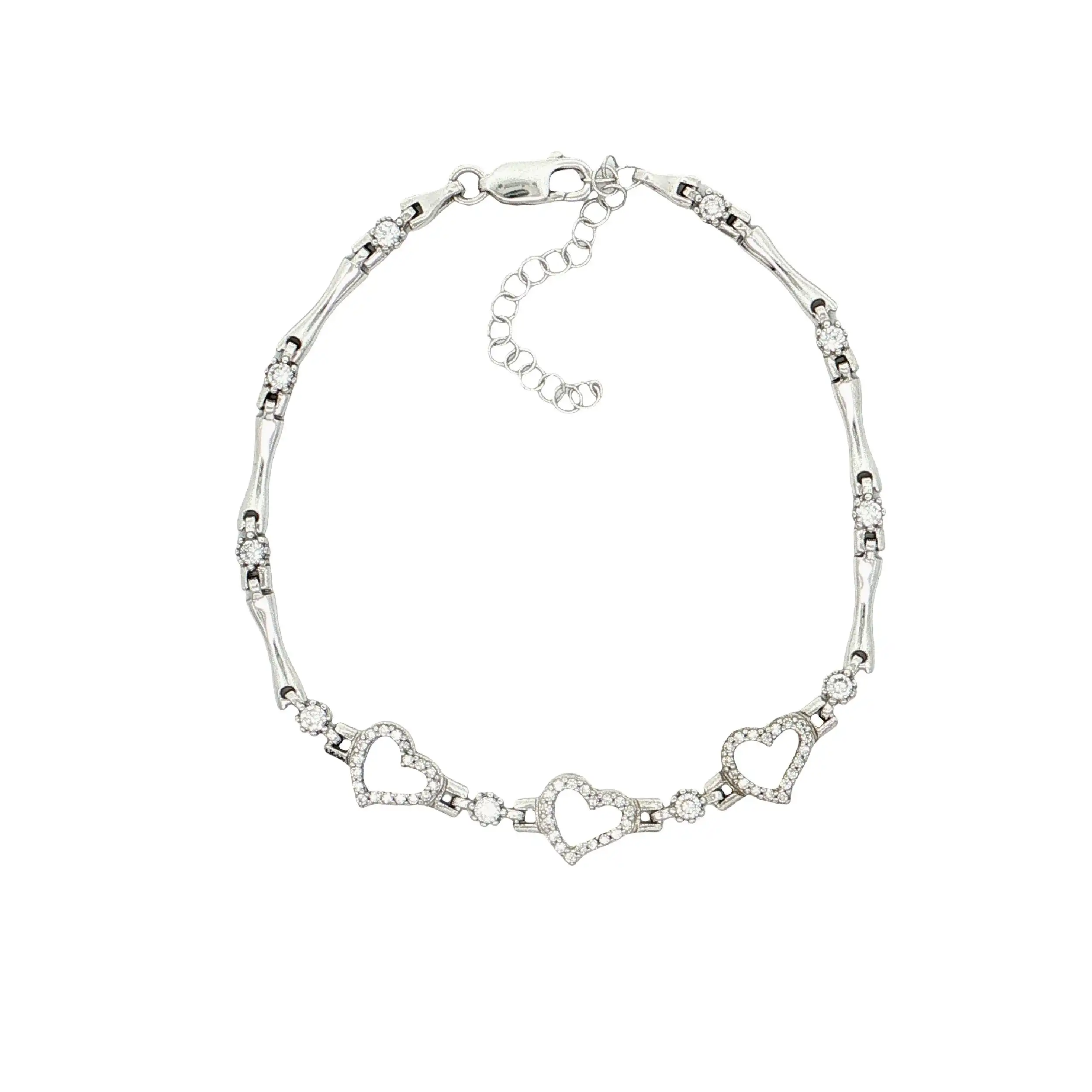 Armband Silber mit Herzchen mit Zirkonia Armband Silber mit Herzchen mit Zirkonia