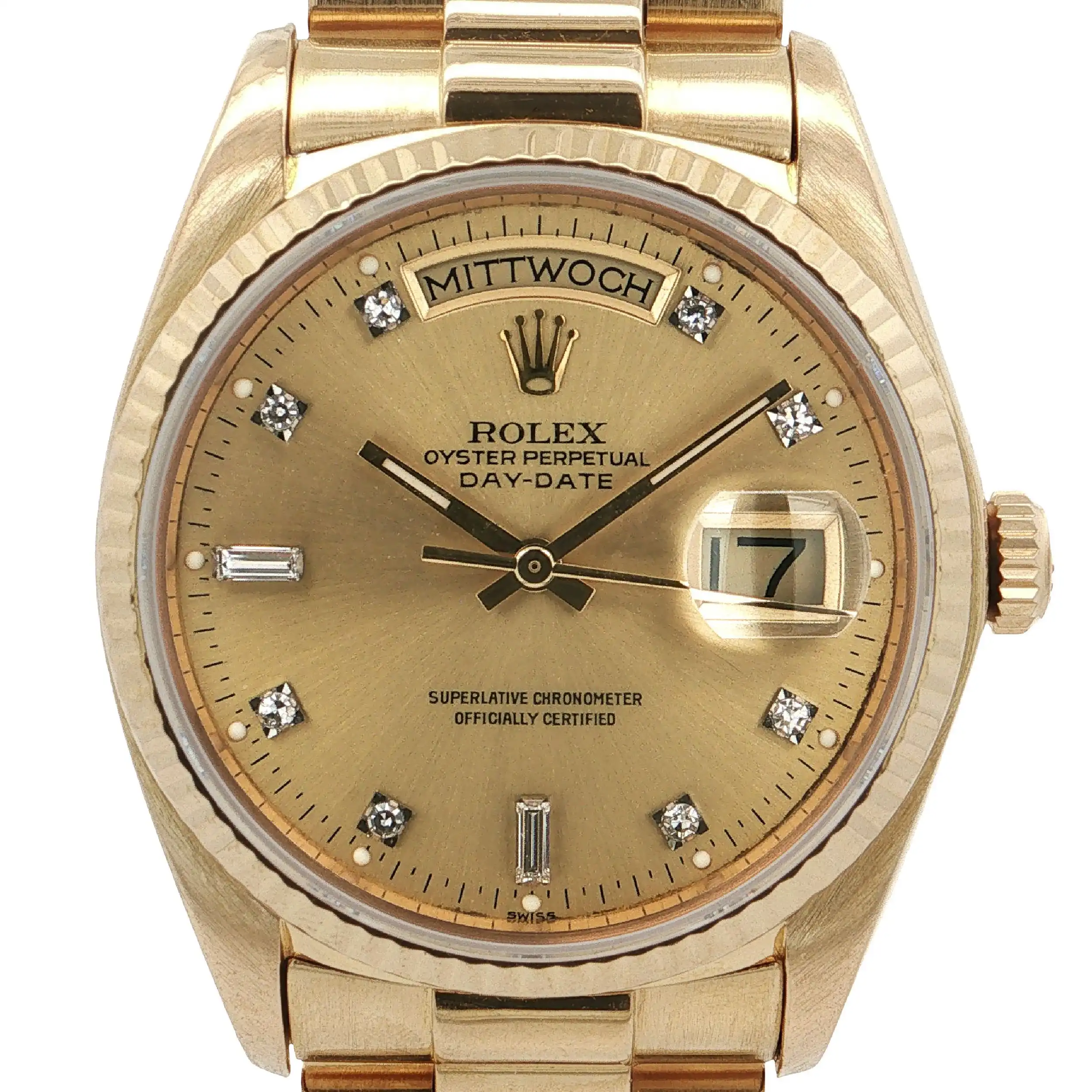 Herrenuhr Rolex DayDate Ref.18038 Gelbgold mit Revisionsbeleg aus 2026