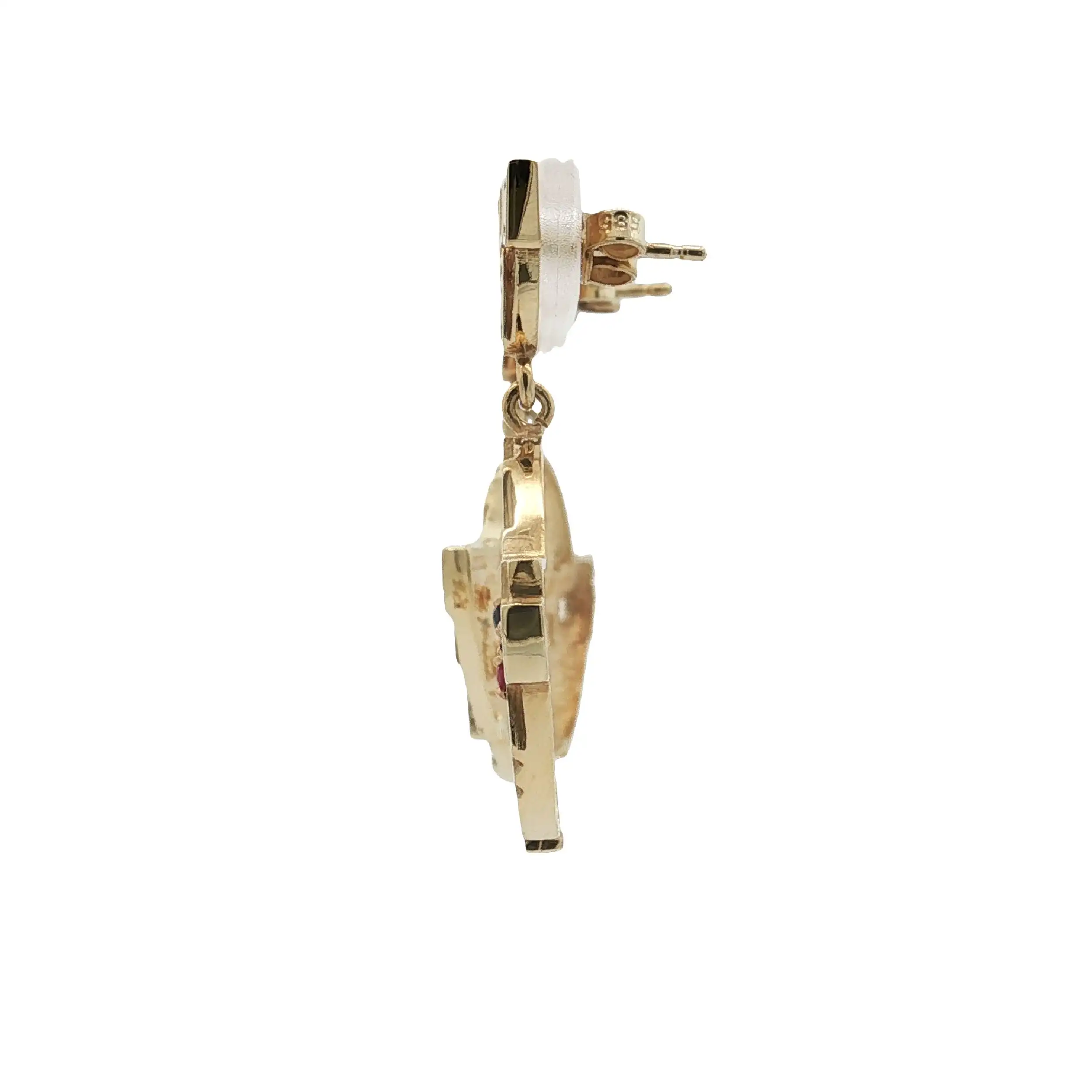Ohrstecker Gelbgold mit Saphire & Rubin