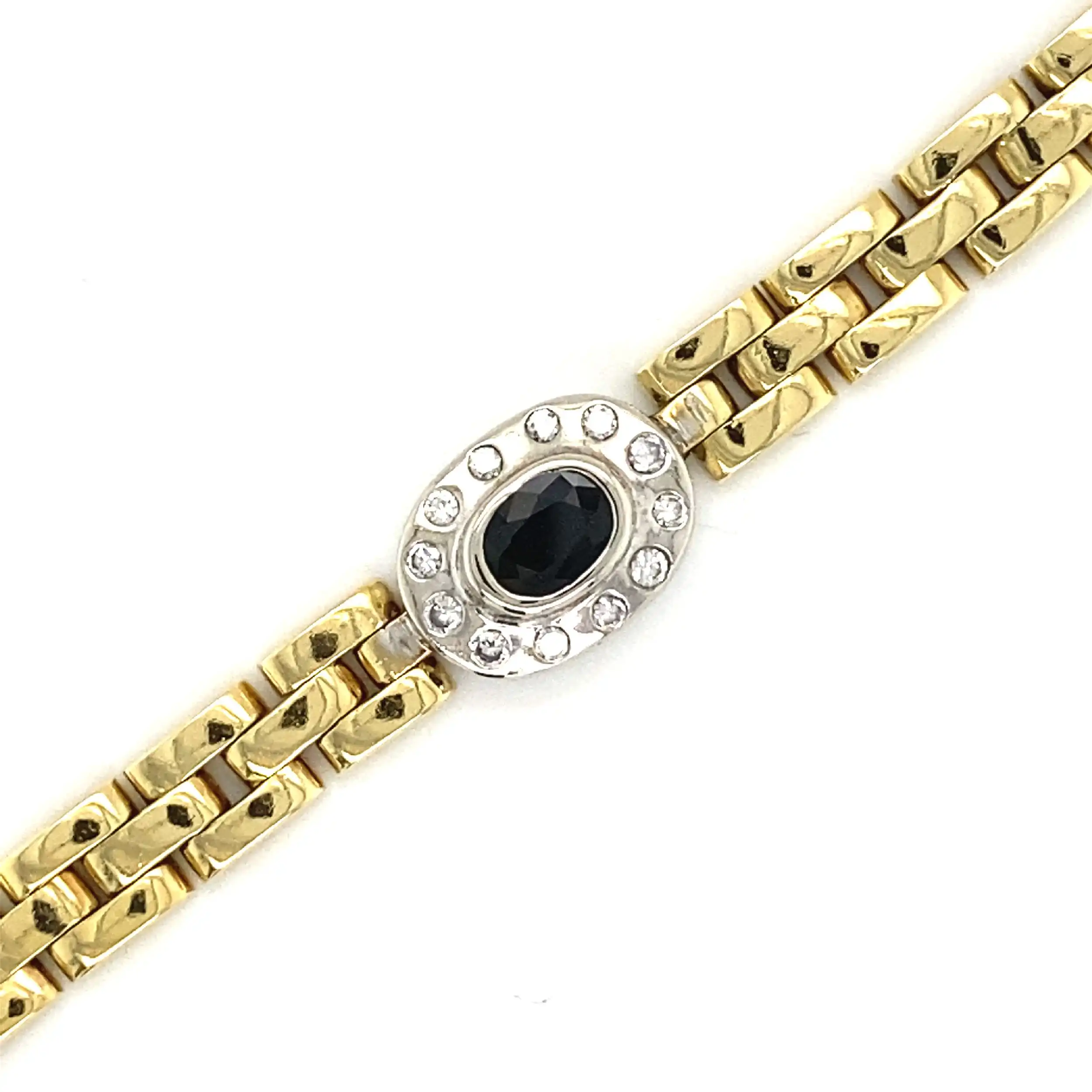 Armband Bicolor mit synthetischen Korund & Brillanten Armband Bicolor mit synthetischen Korund & Brillanten