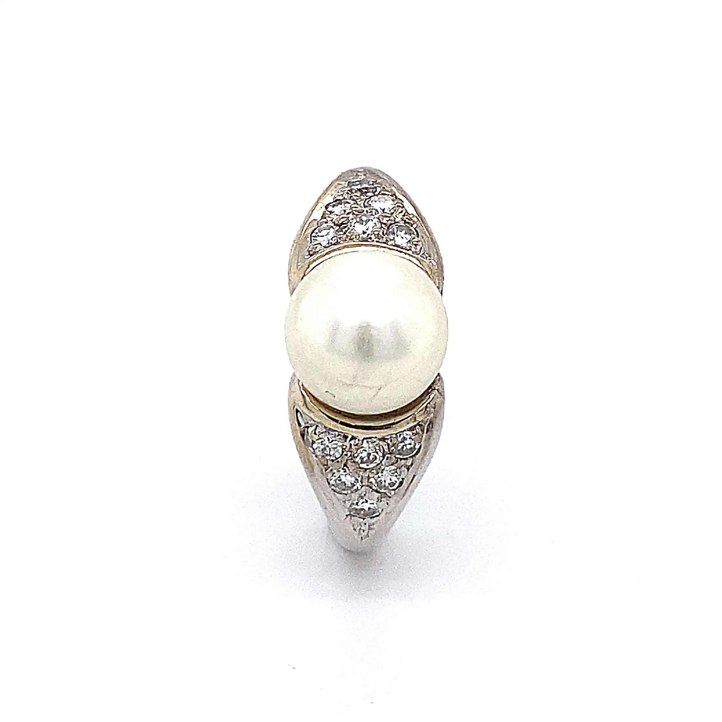 Ring Weißgold mit Perle und Brillanten Ring Weißgold mit Perle und Brillanten