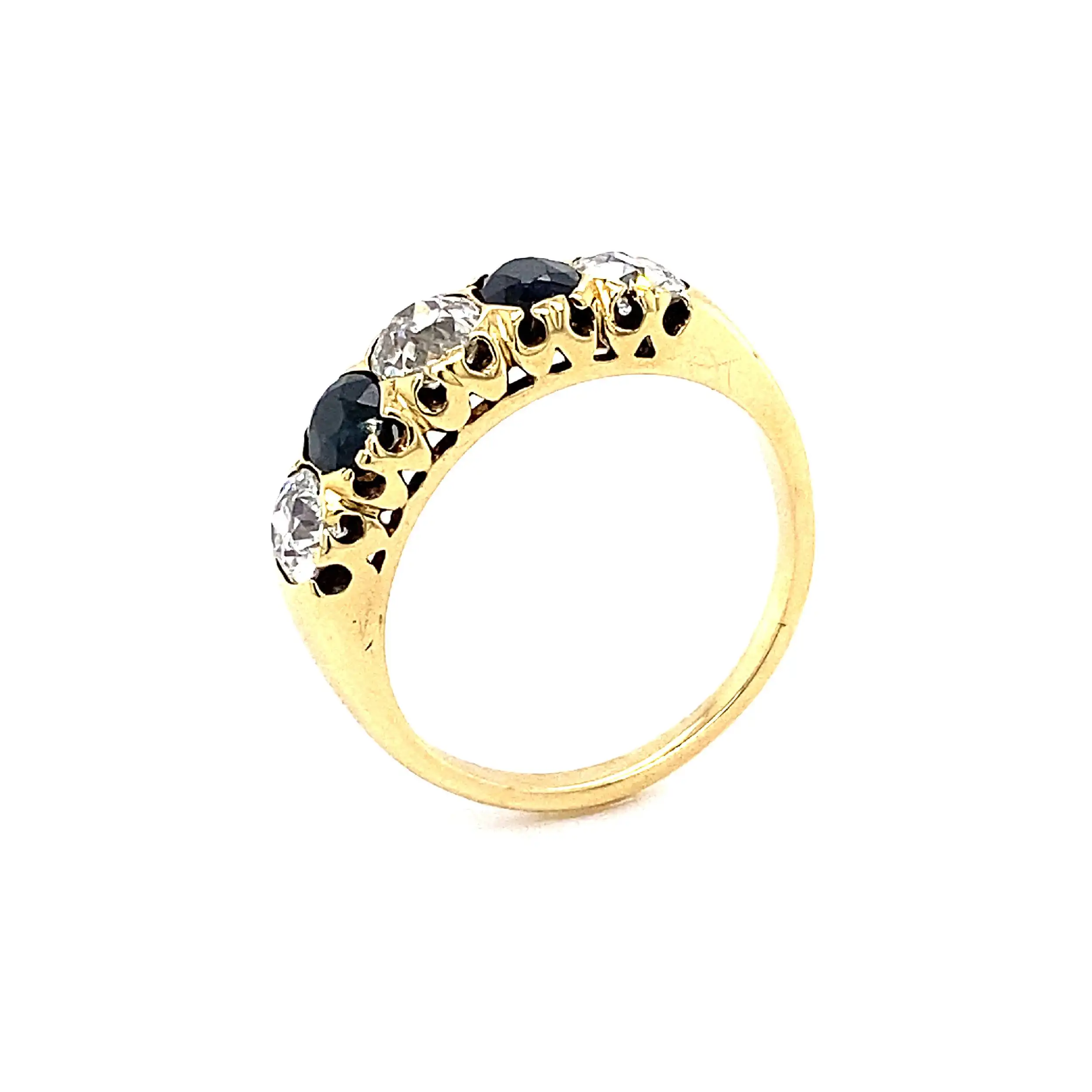 Ring Gelbgold mit Saphiren und Brillanten im Altschliff