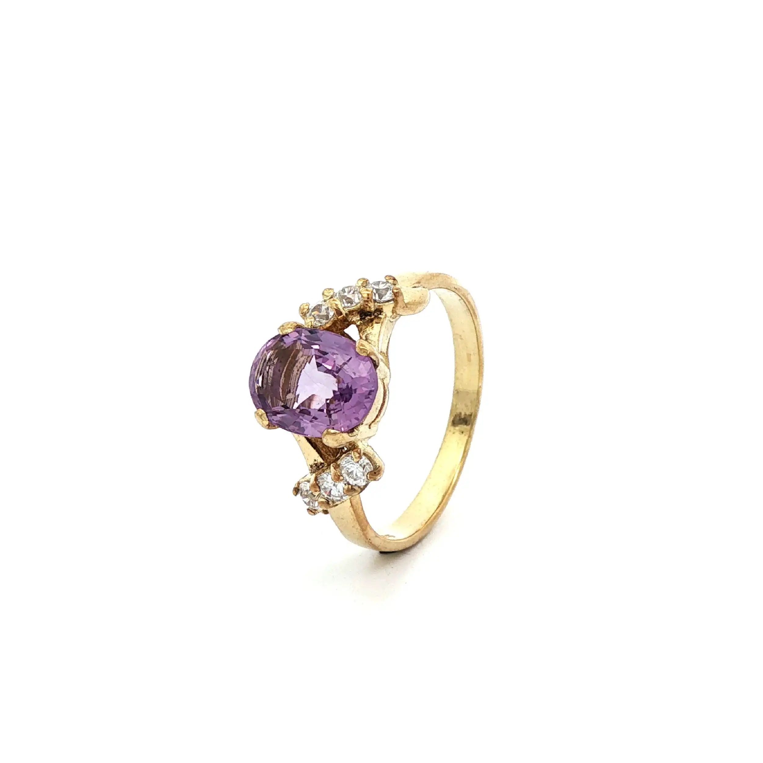 Ring Silber mit lila Farbstein und Zirkonia