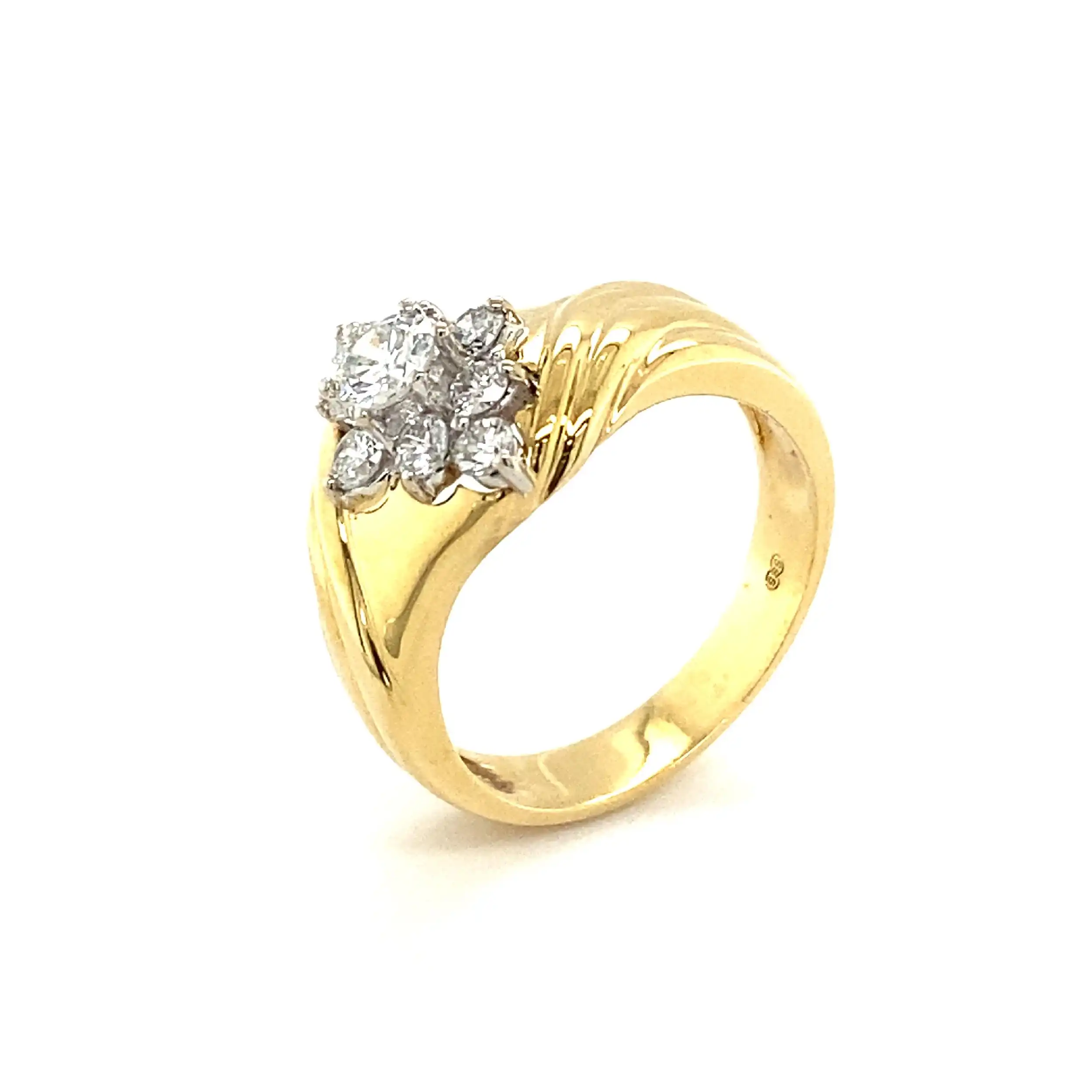 Ring Bicolor mit Brillant-Solitär & Melée-Besatz