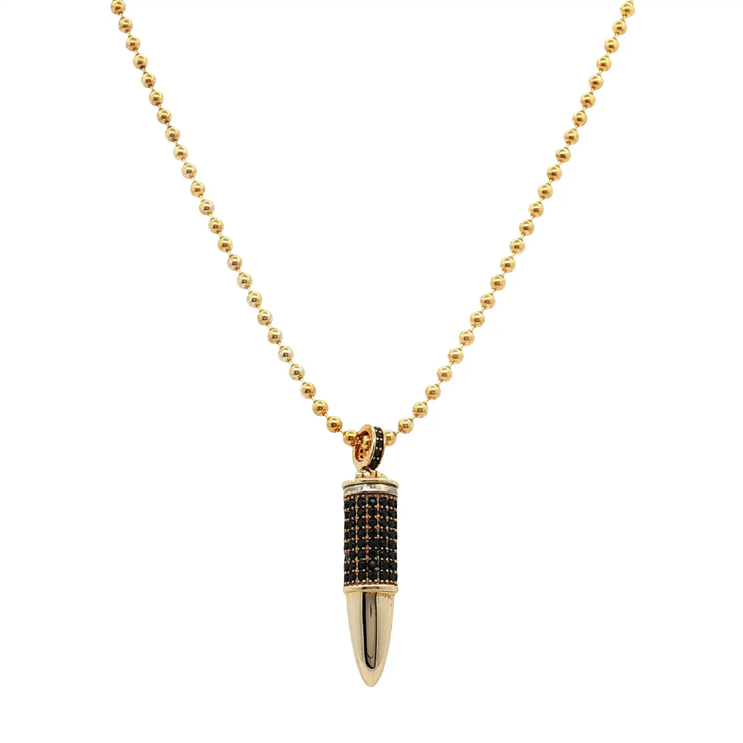 Kugelkette Gelbgold mit Anhänger mit schwarzen Zirkonia