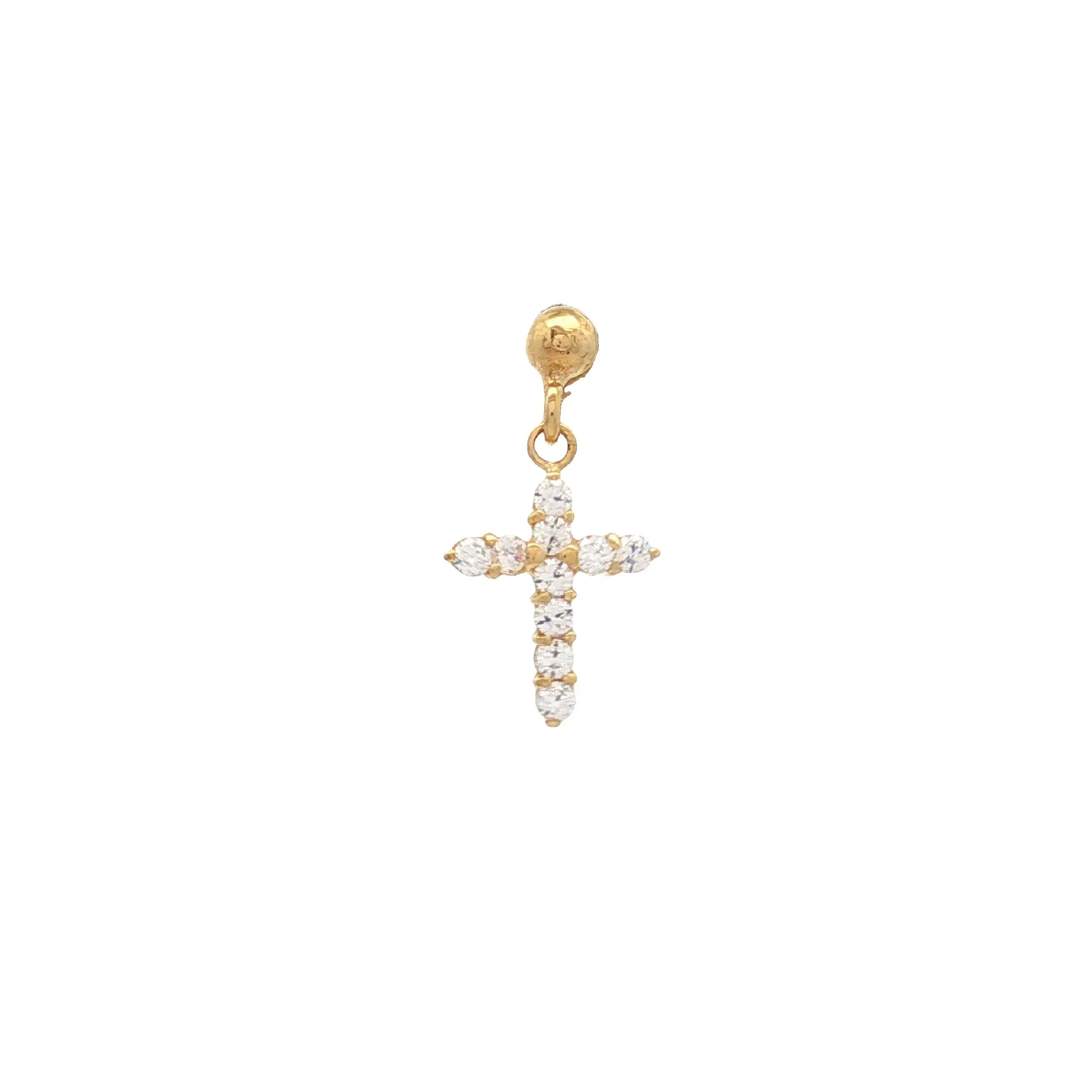 Einzelner Ohrstecker Kreuz mit Zirkonia
