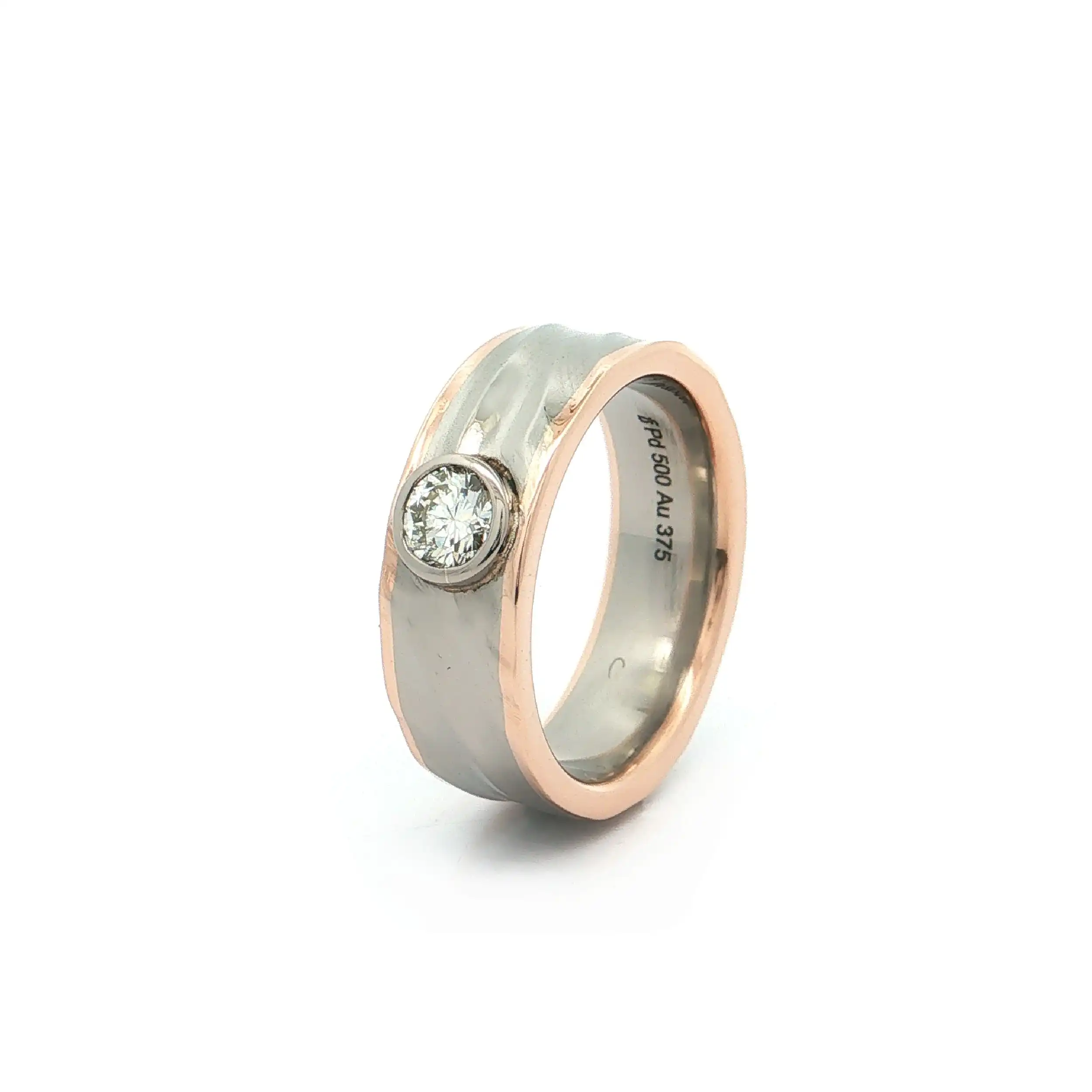 Ring Rosegold und Palladium mit Brillant
