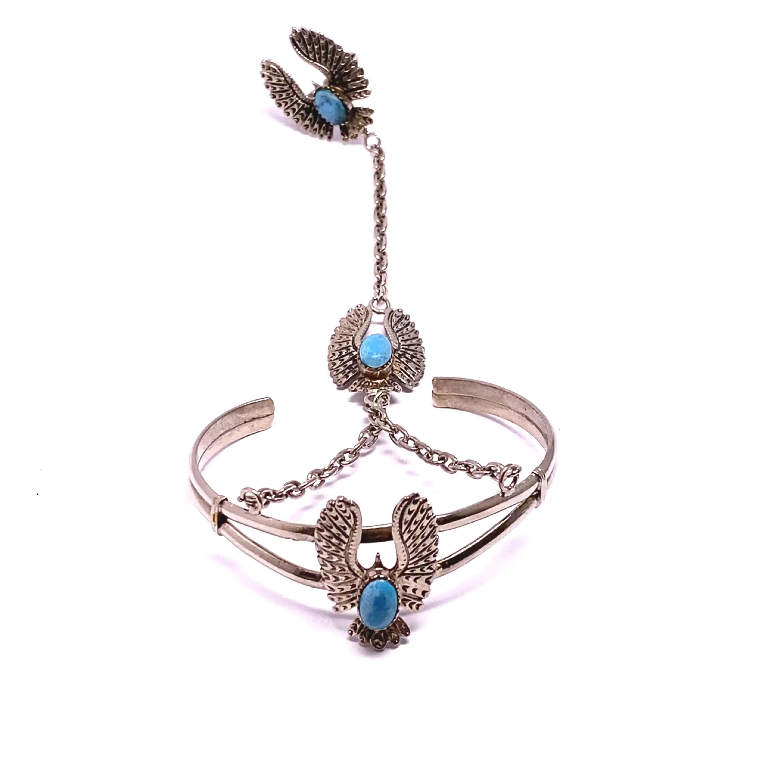 Armreif Silber mit Ring und Türkis Armreif Silber mit Ring und Türkis