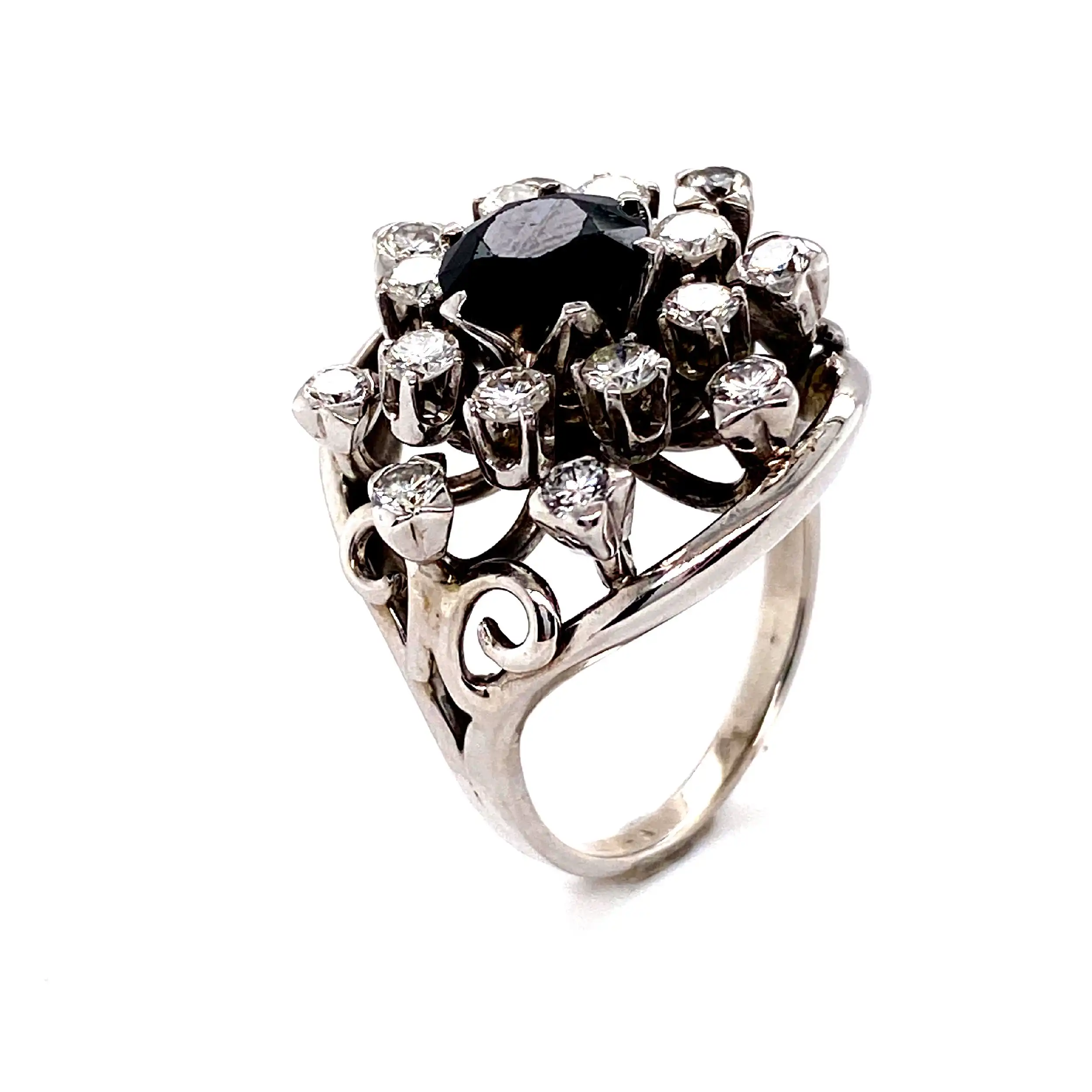 Ring Weißgold mit Saphir und Brillanten Ring Weißgold mit Saphir und Brillanten