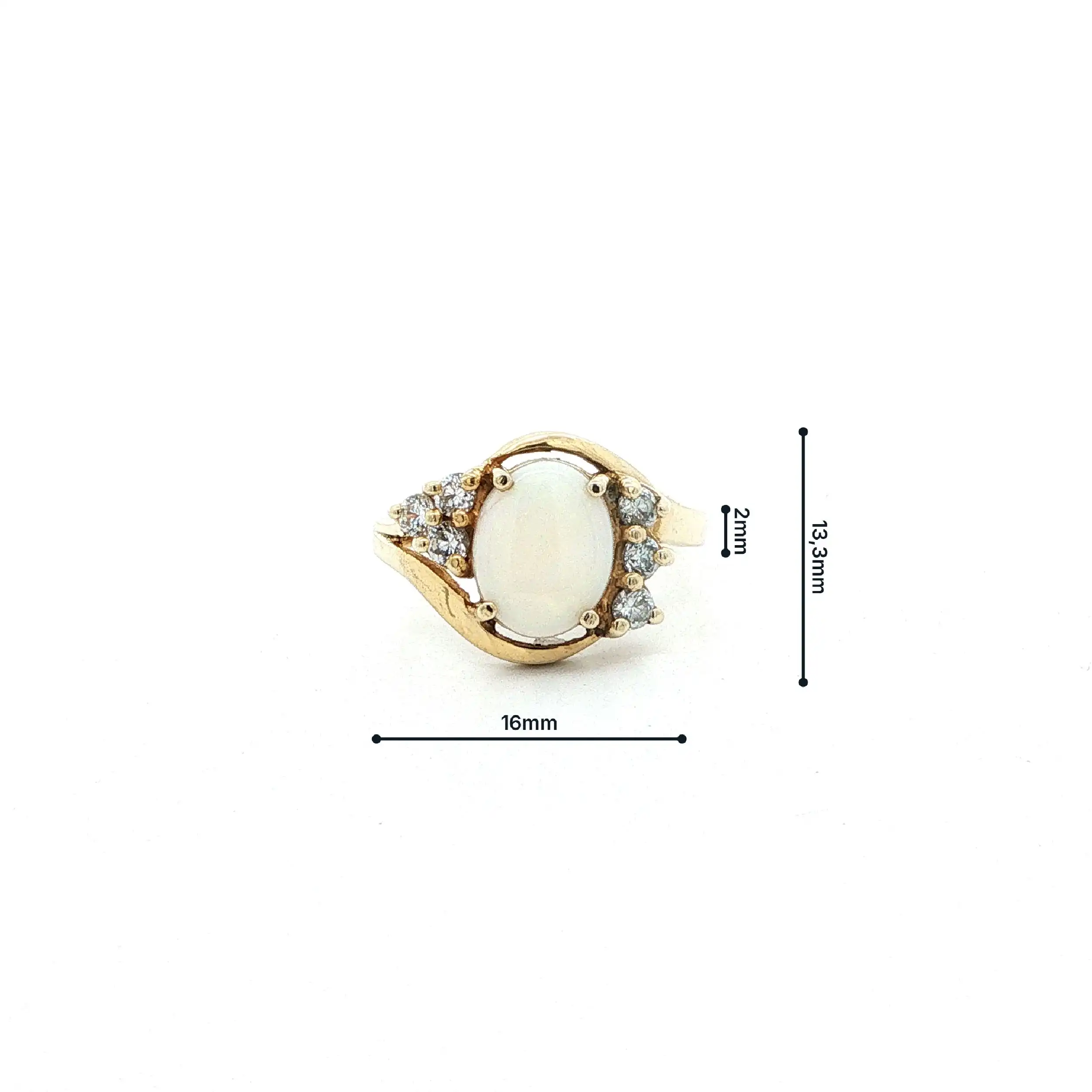 Ring Gelbgold mit Opal & Zirkonia