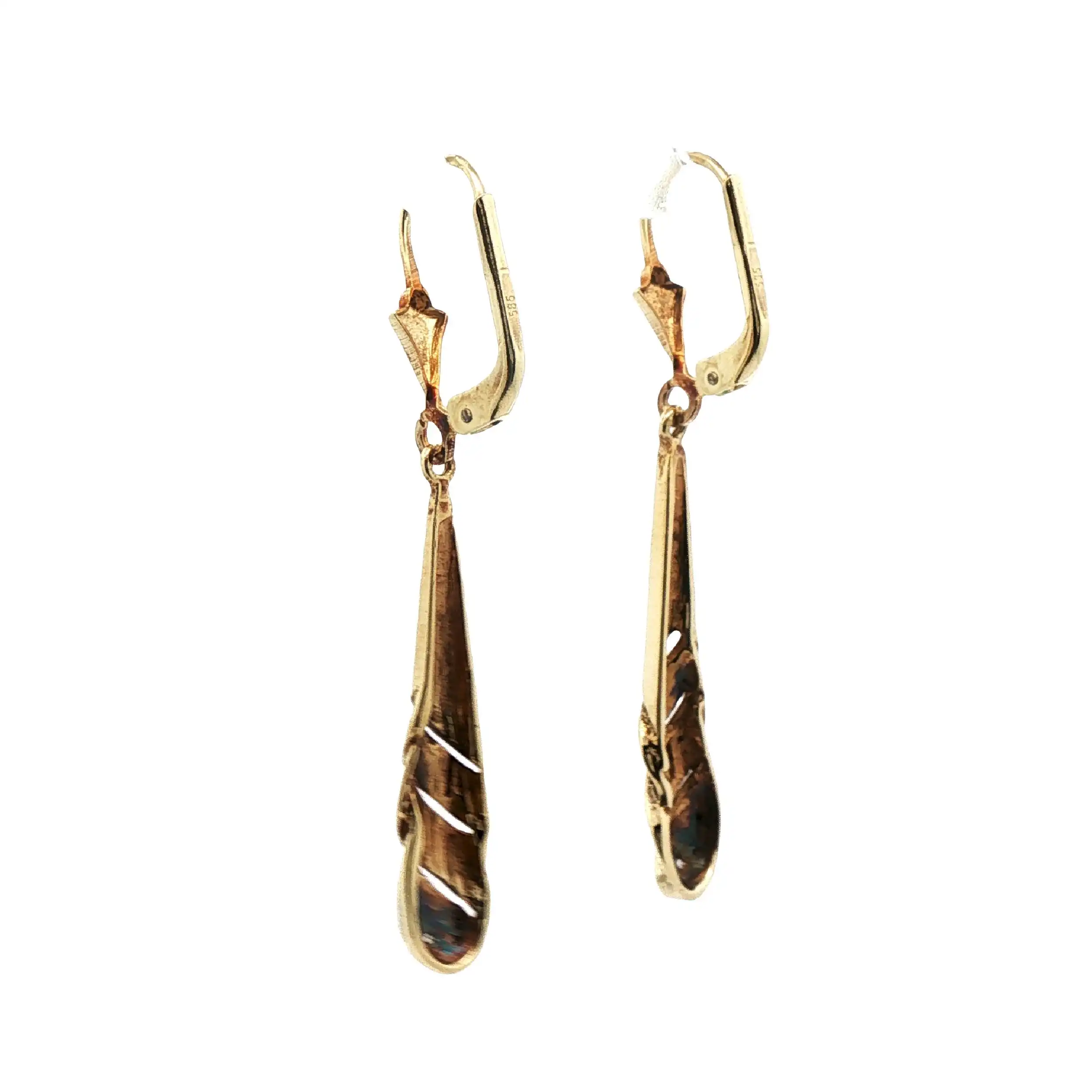 Ohrringe Bicolor Matt / Glanz Gelbgold mit Diamantensplitter Ohrringe Bicolor Matt / Glanz Gelbgold mit Diamantensplitter