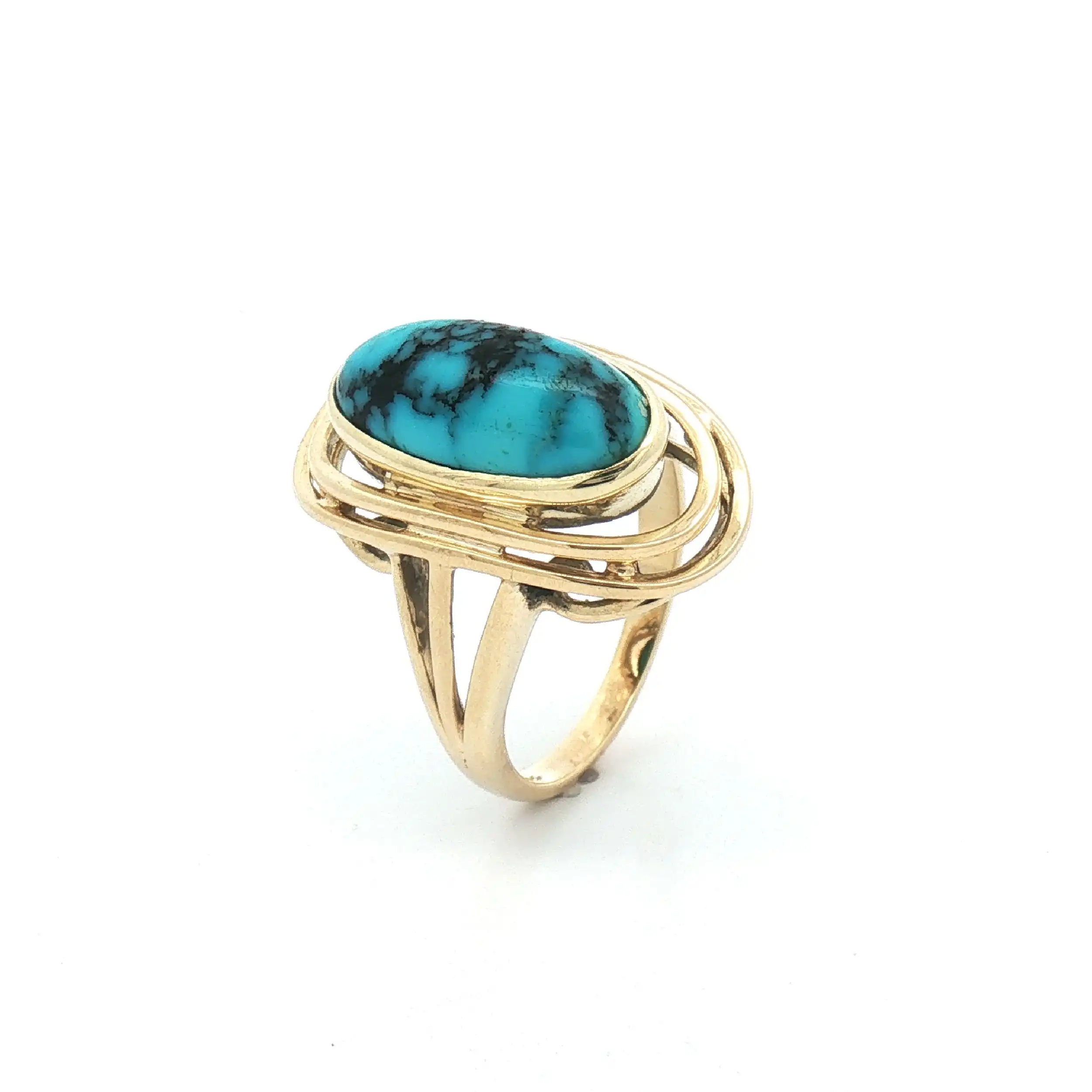 Ring Gelbgold mit Türkis Cabochon Ring Gelbgold mit Türkis Cabochon