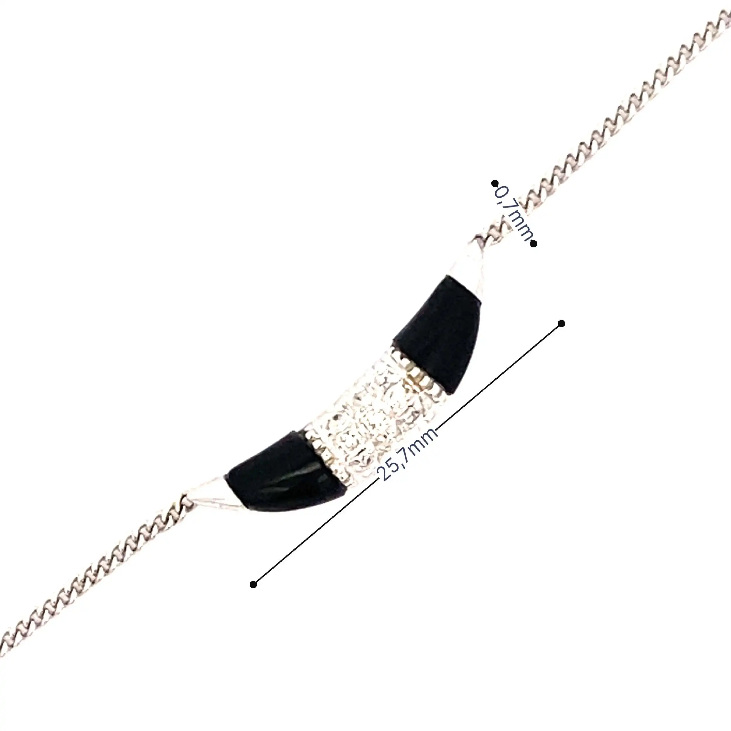 Ankerkette Weißgold mit Diamanten und Onyx