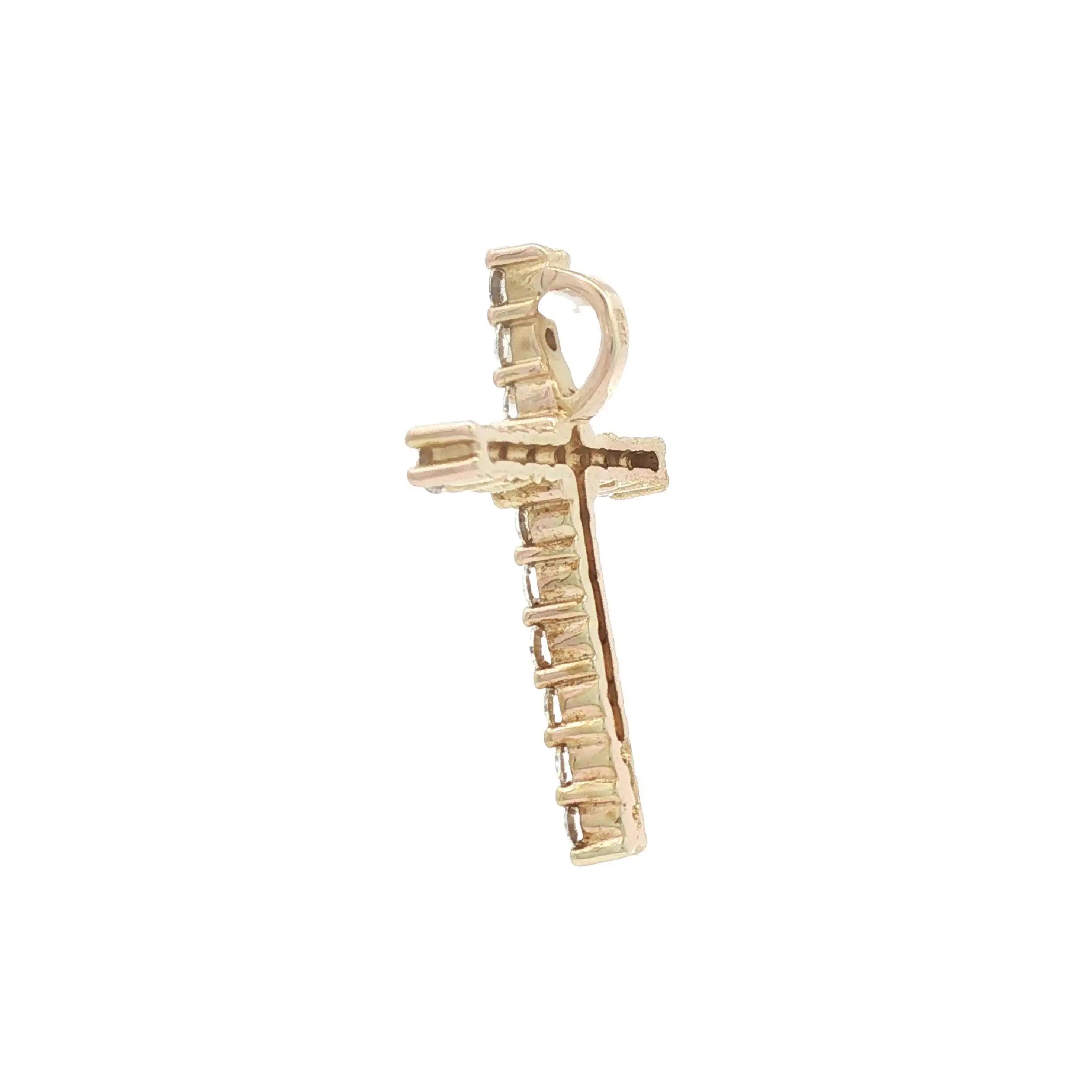 Kreuzanhänger Gelbgold mit Zirkonia