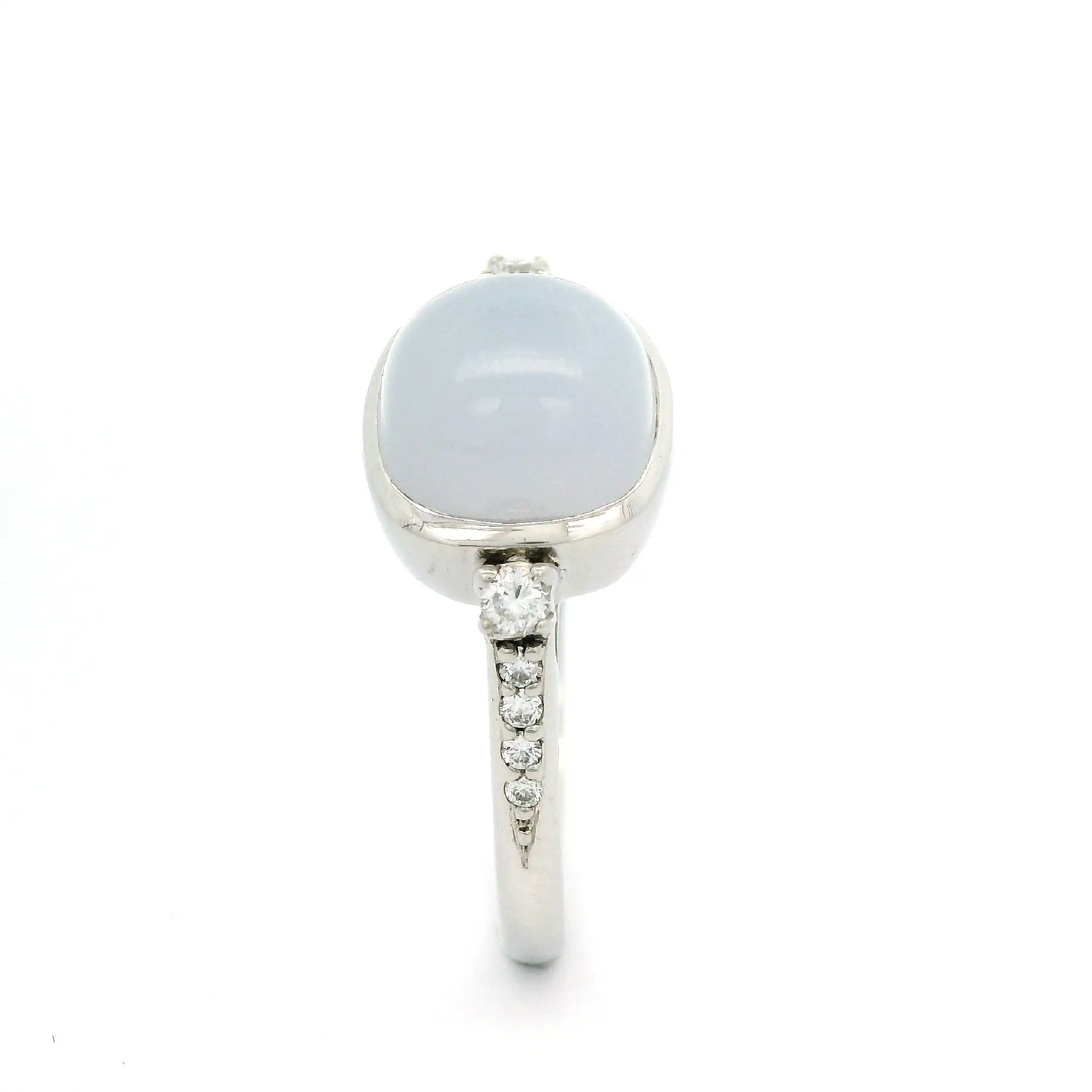 Ring Weißgold mit Chalcedon und Brillant