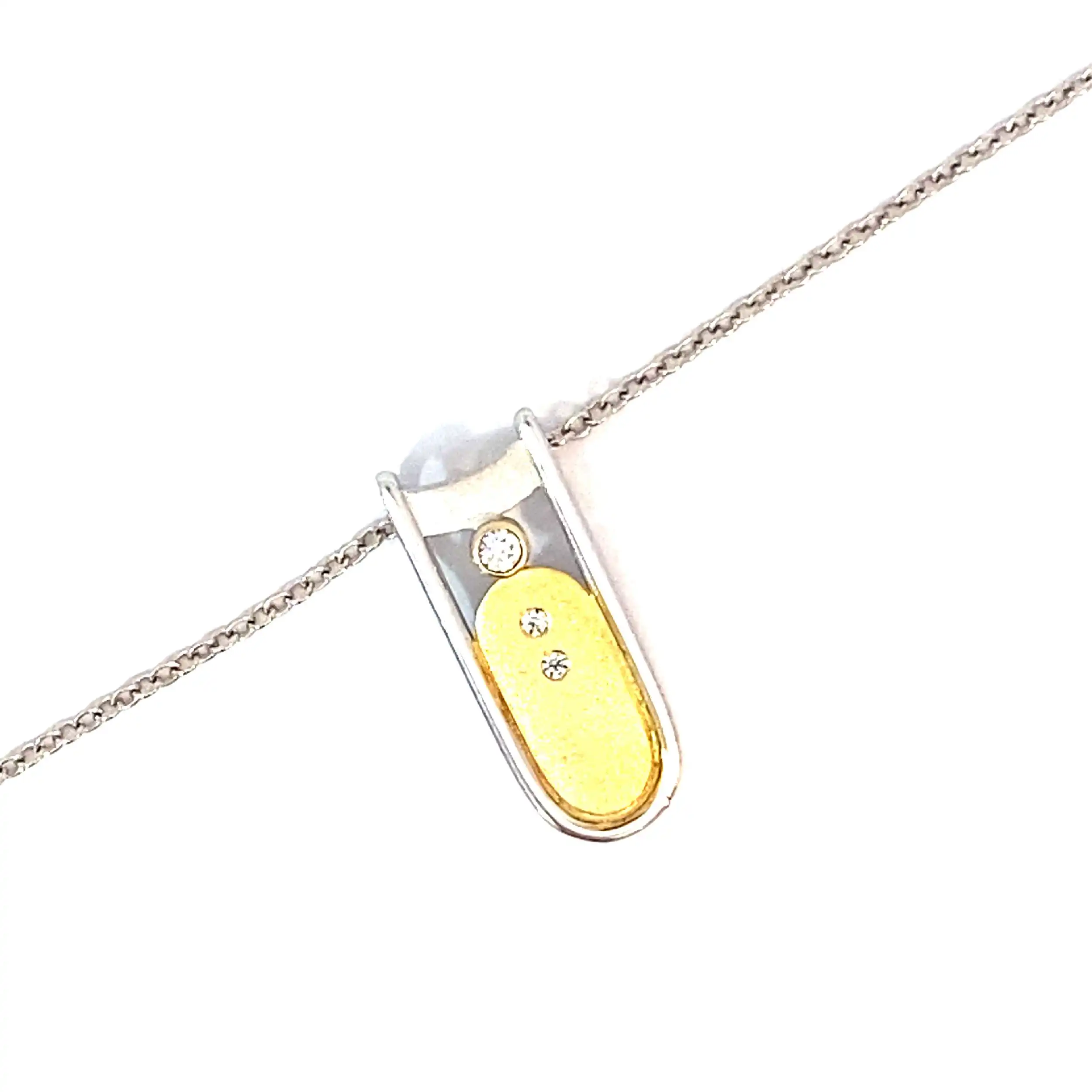 Ankerkette Weißgold mit Anhänger Bicolor mit Zirkonia