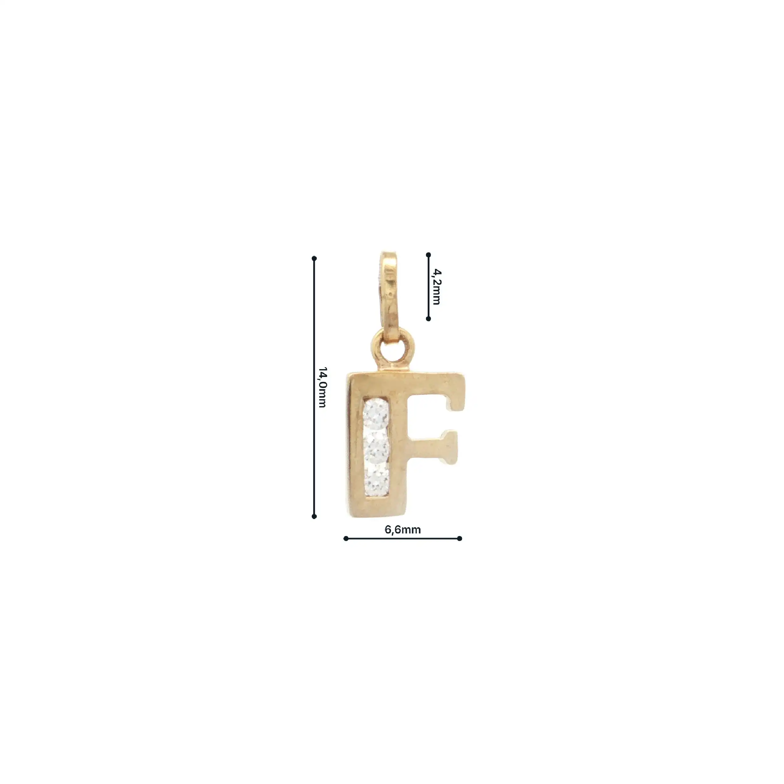 Anhänger Gelbgold "F" mit Zirkonia Anhänger Gelbgold "F" mit Zirkonia