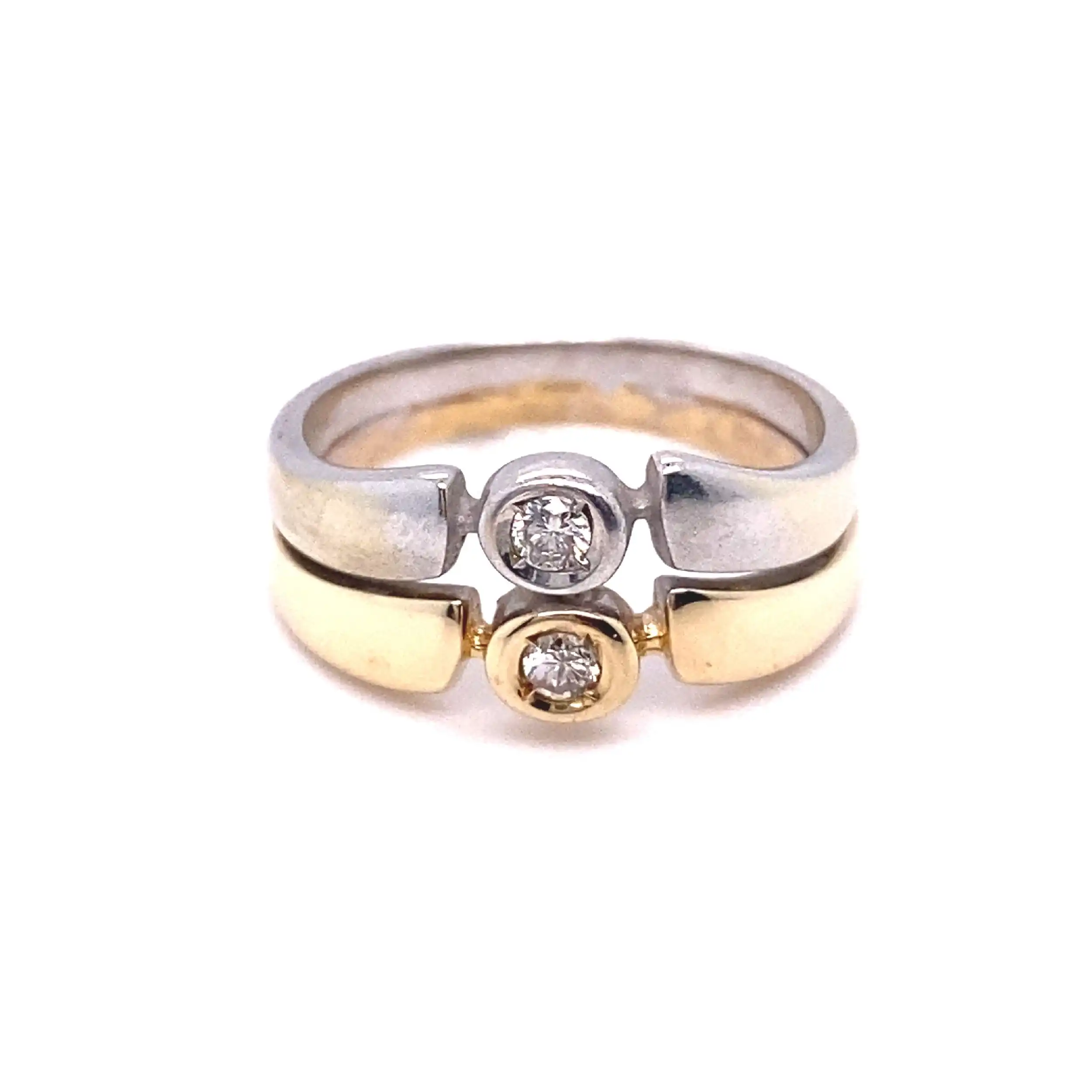 Ring Bicolor Gelbgold/Weißgold mit 2 Brillanten Ring Bicolor Gelbgold/Weißgold mit 2 Brillanten