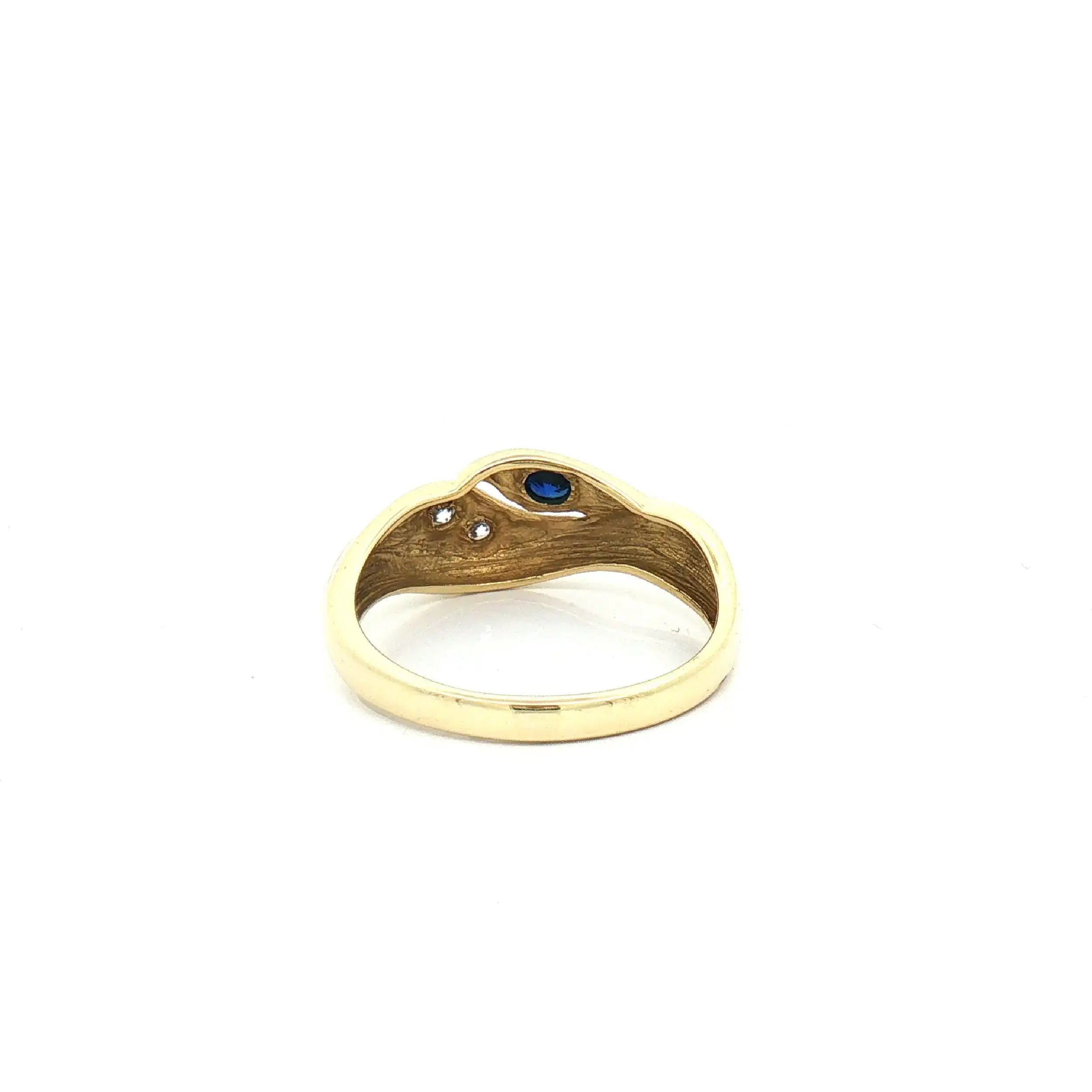 Ring Gelbgold mit Zirkonia und blauen Farbstein