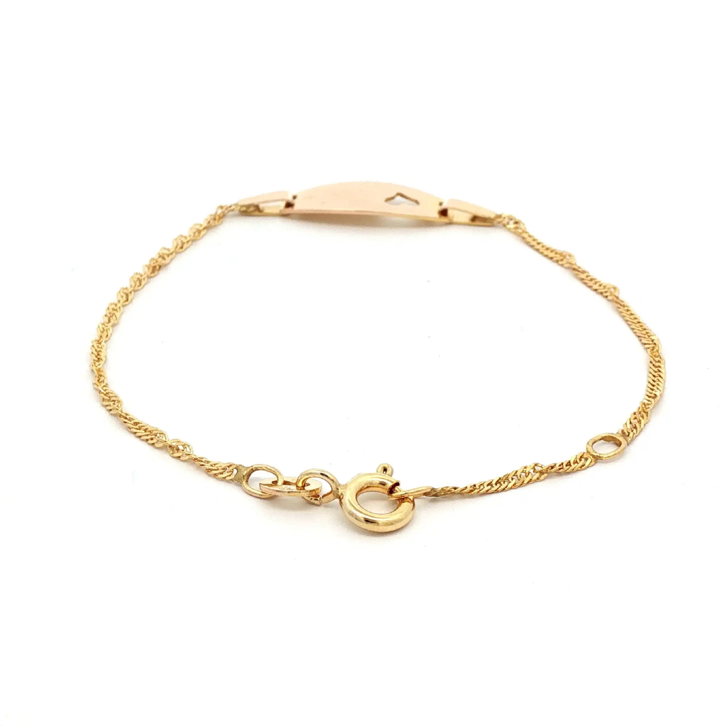 Kinder ID-Armbanbd Gelbgold mit Gravurplatte