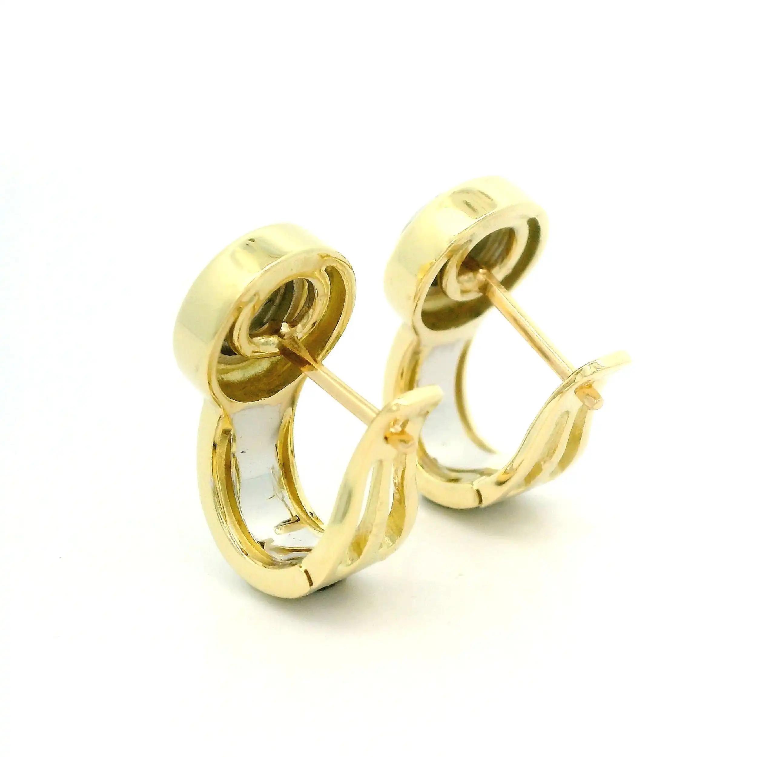 Ohrclips Bicolor mit Brillanten, graviert mit 0,17 ct je Seite
