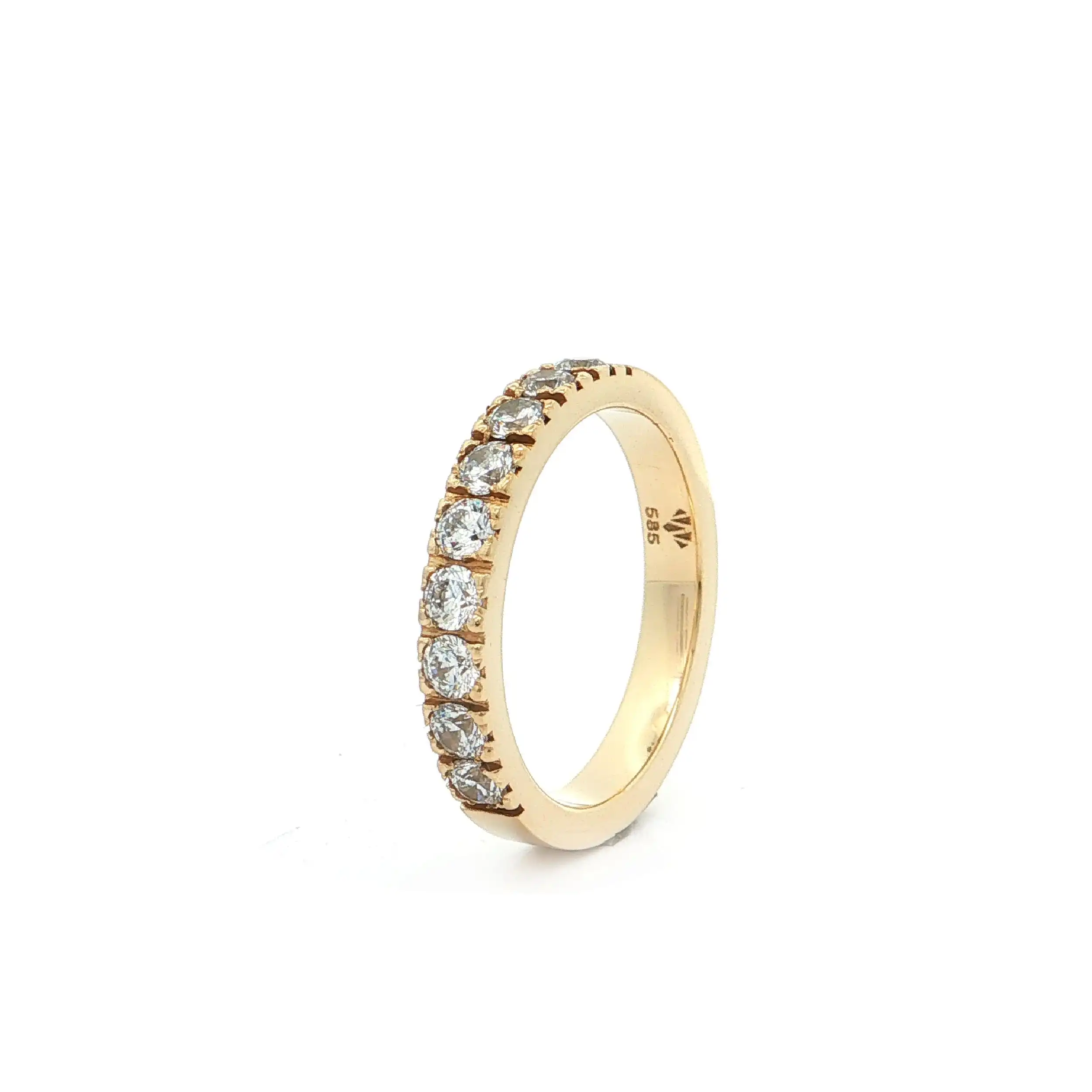 Halbmemoryring Gelbgold mit Zirkonia