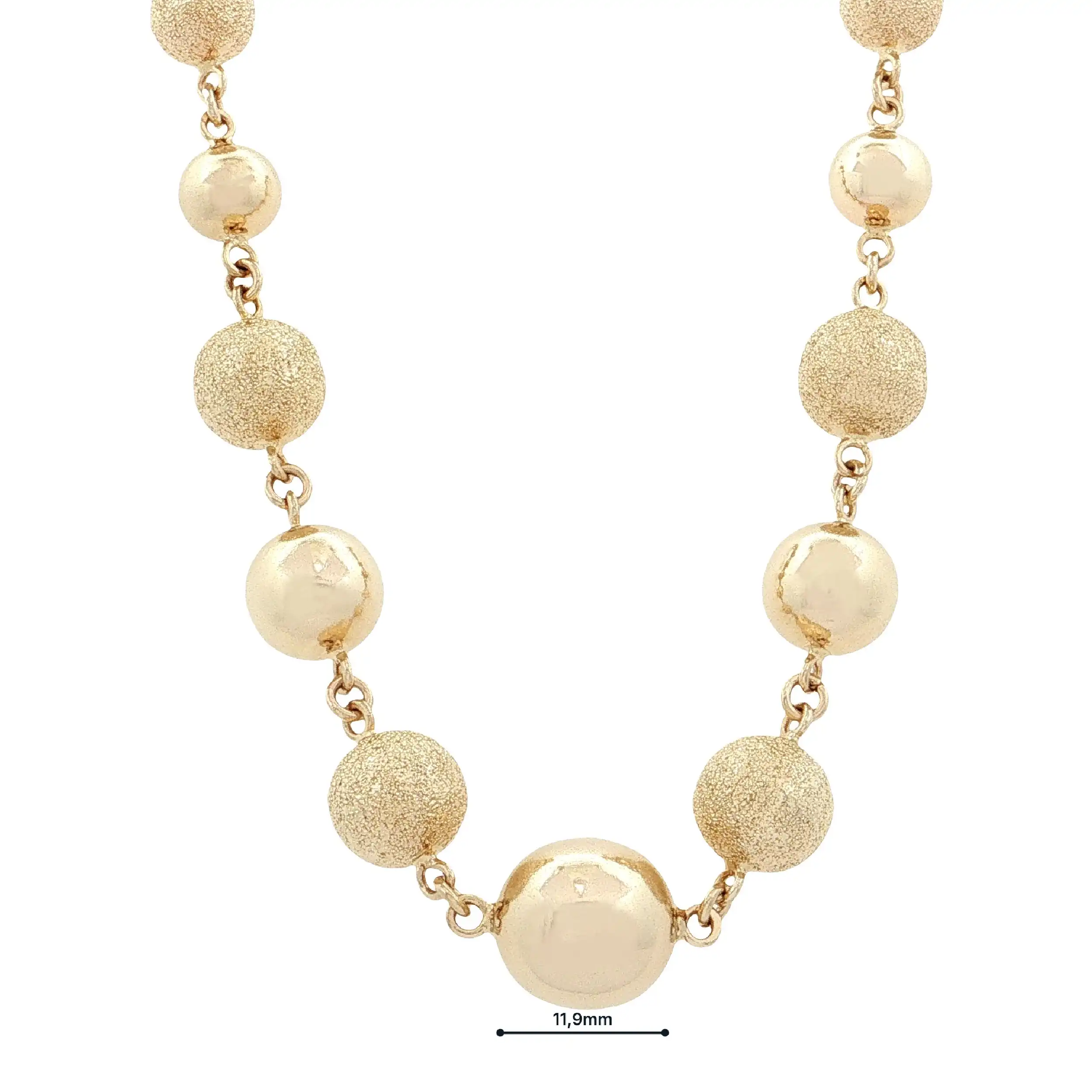 Kette Gelbgold mit Kugeln Halbmattiert Kette Gelbgold mit Kugeln Halbmattiert