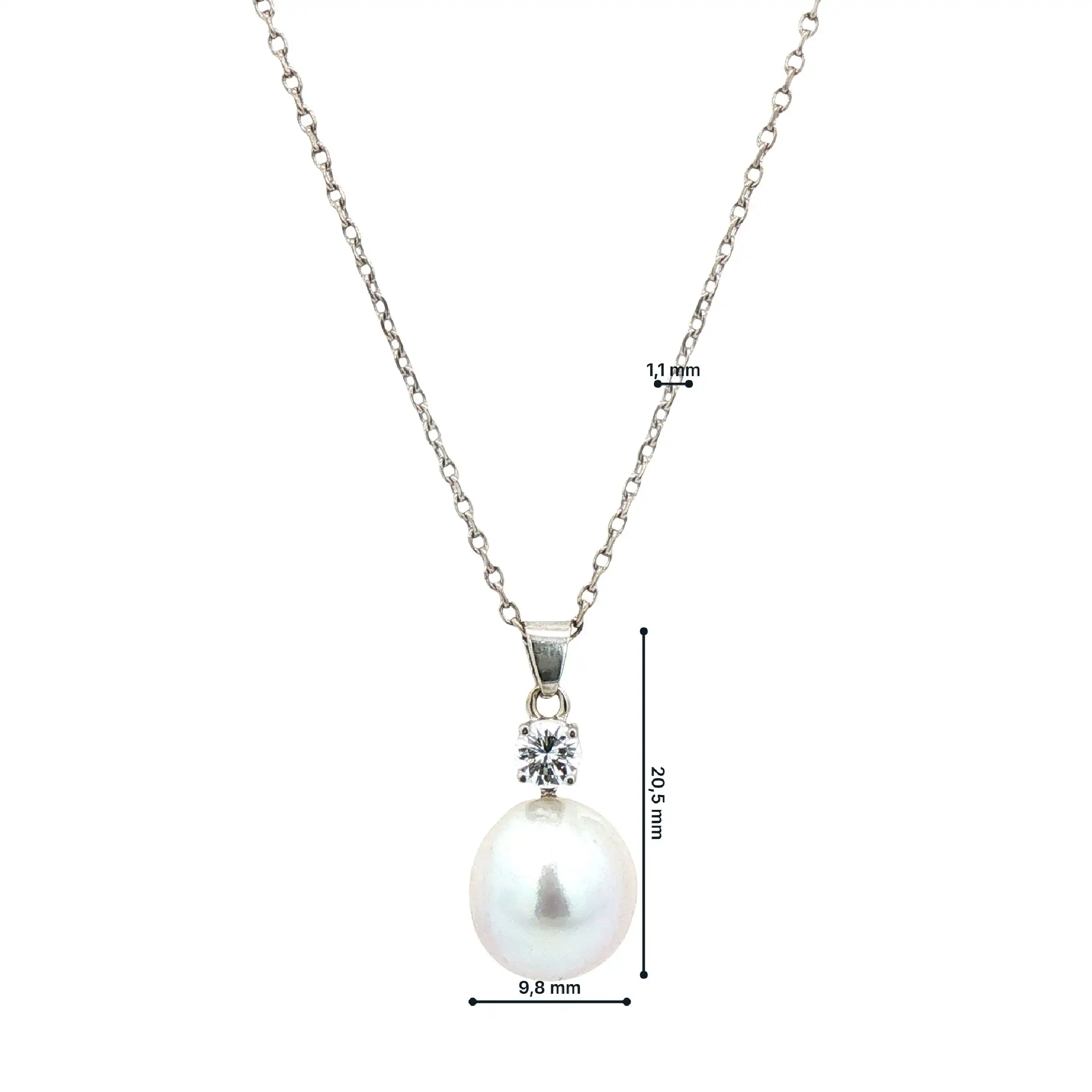 Collier Weißgold mit festen Anhänger Perle und Brillant Collier Weißgold mit festen Anhänger Perle und Brillant