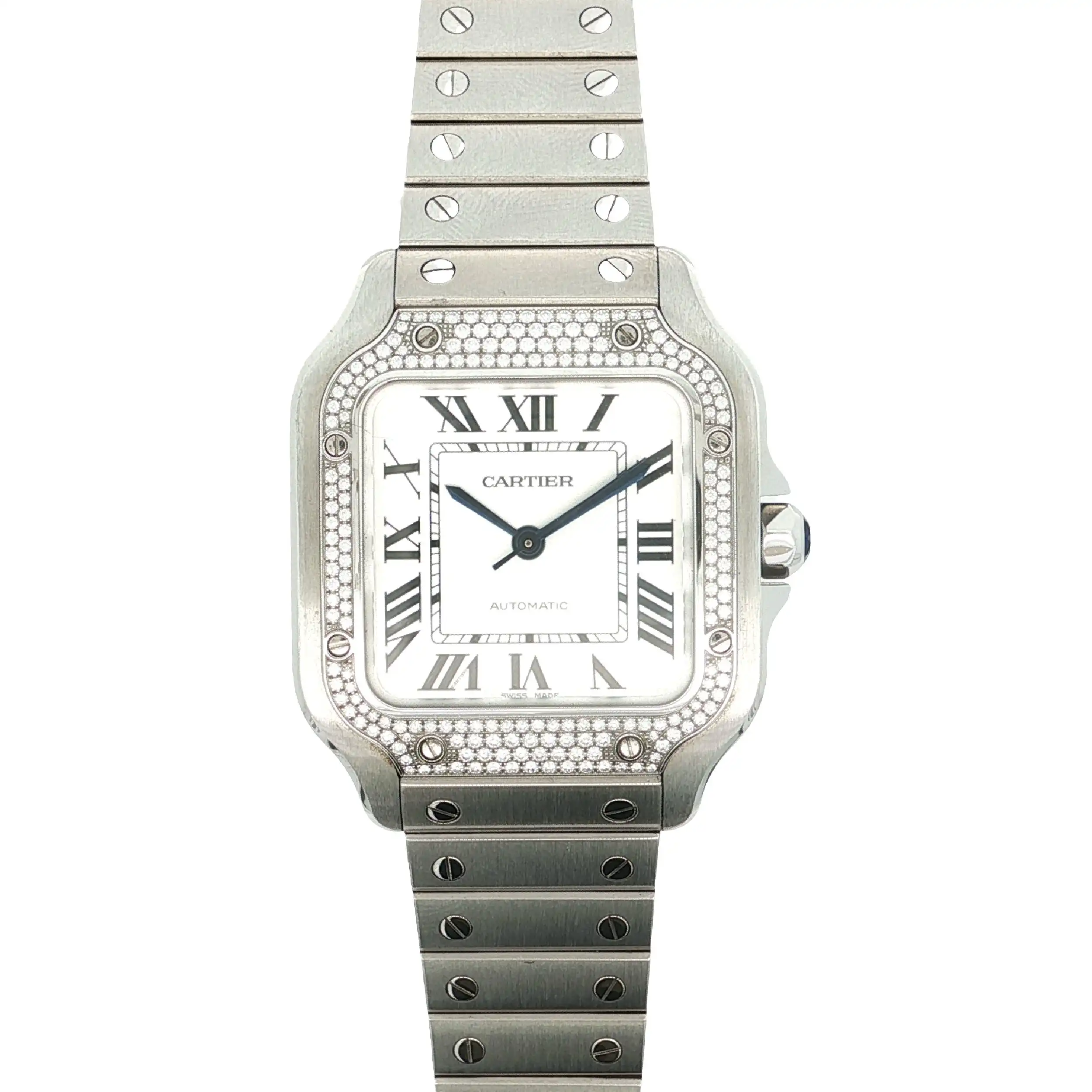Herrenuhr Cartier Santos de Cartier mit Brillantbesatz Full Set Herrenuhr Cartier Santos de Cartier mit Brillantbesatz Full Set