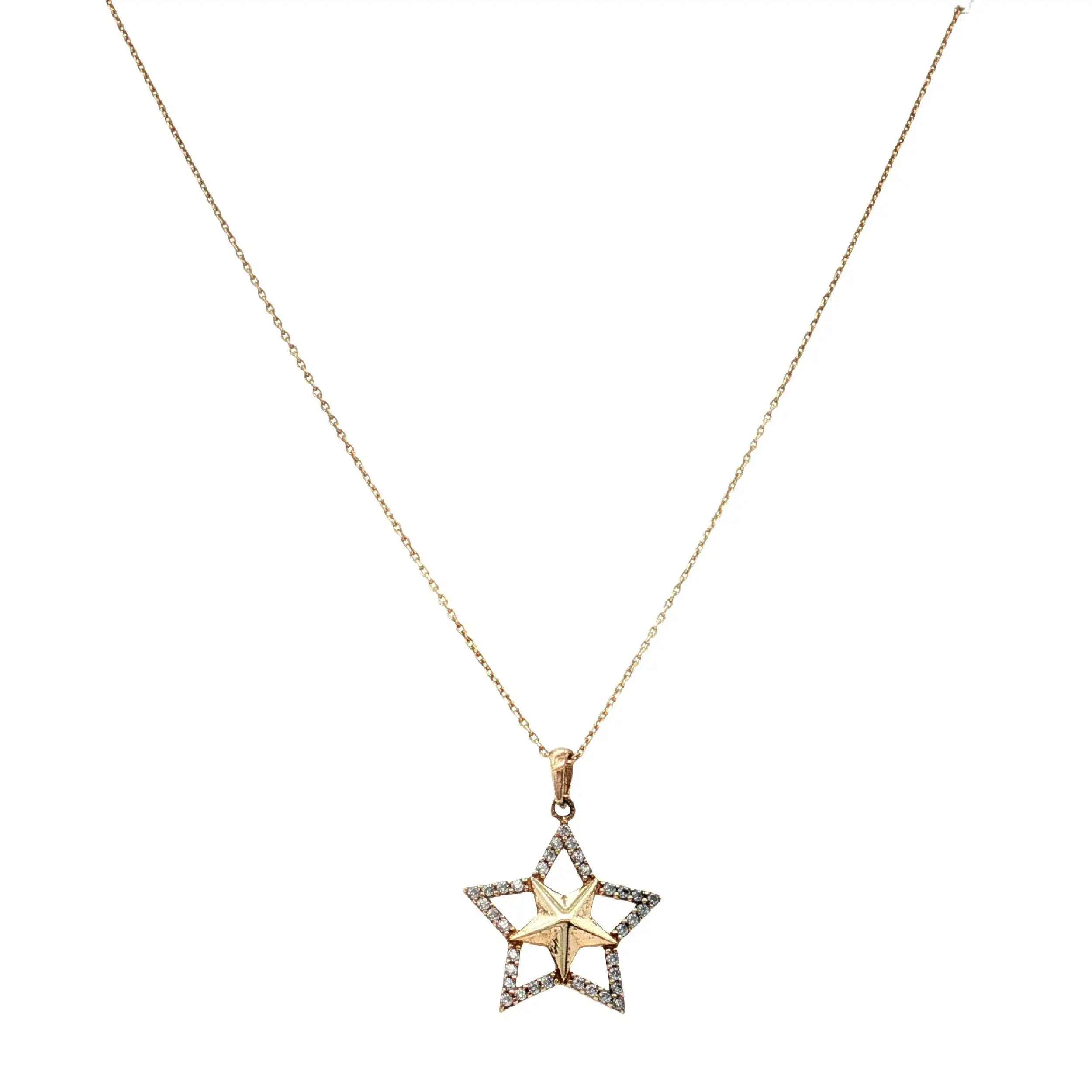 Kette mit Anhänger Gelbgold Stern Zirkonia