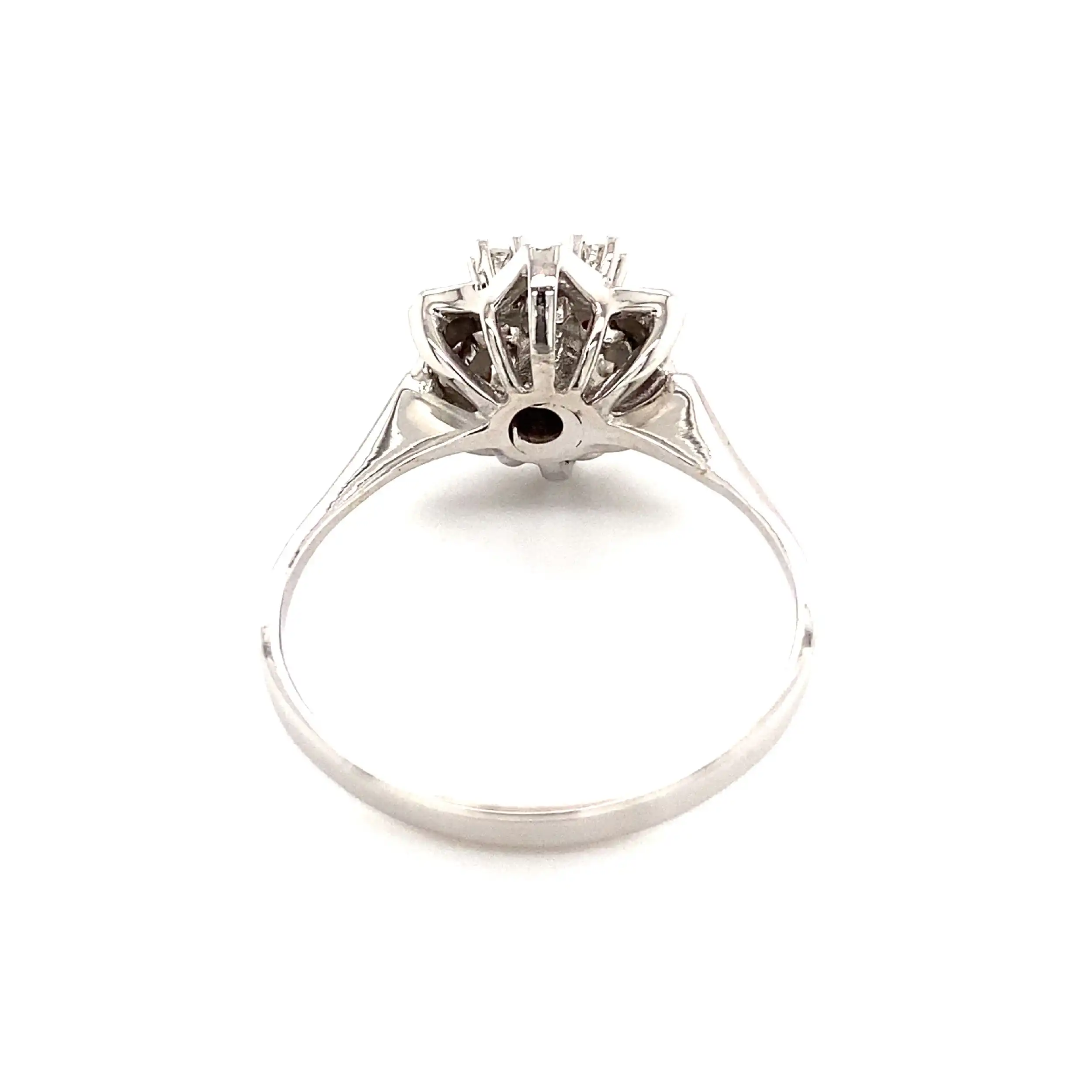 Ring Weißgold mit Rubin & Diamanten, graviert mit 0,12ct.
