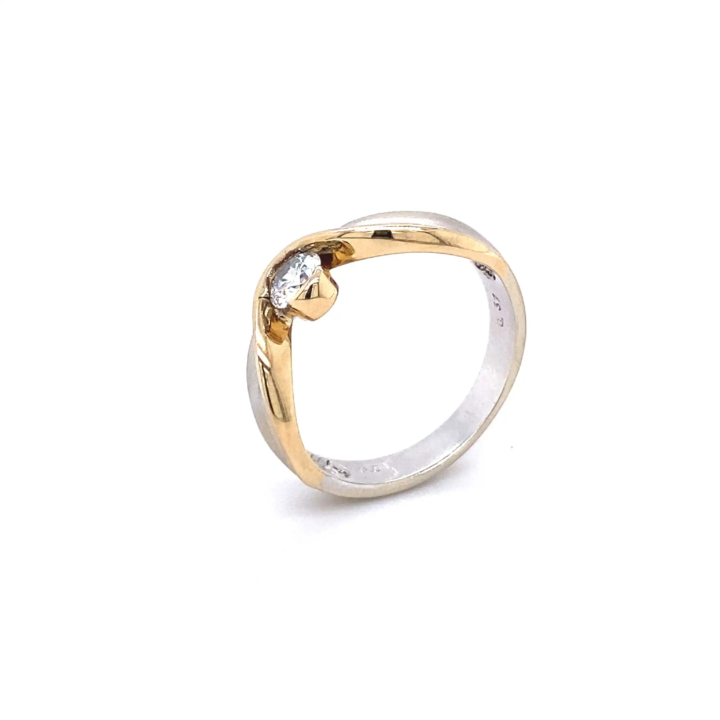 Ring Bicolor mit Brillant, graviert mit 0,37ct