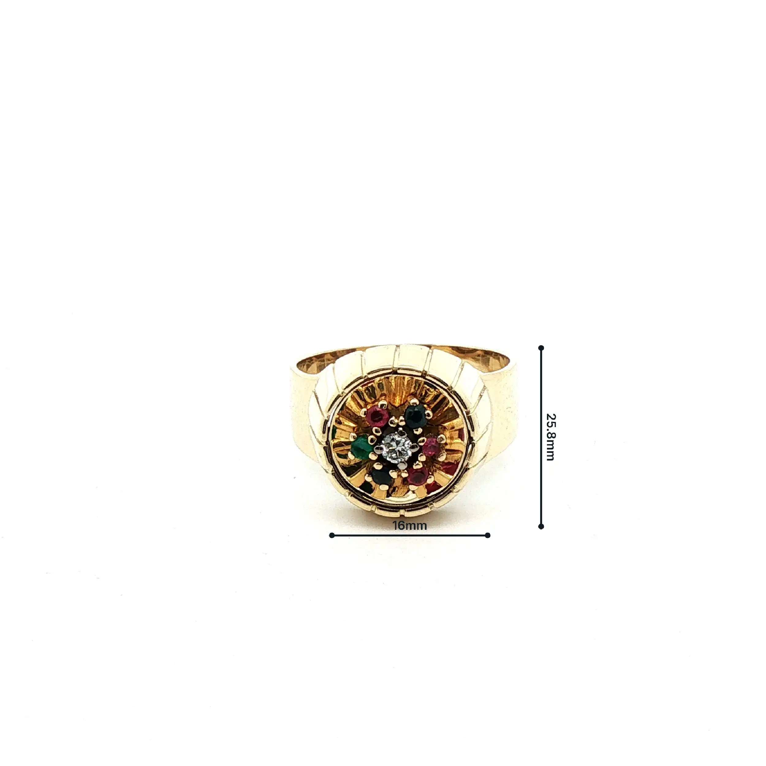Ring Gelbgold mit Brillant, Smaragd und Rubin sowie Saphir Ring Gelbgold mit Brillant, Smaragd und Rubin sowie Saphir