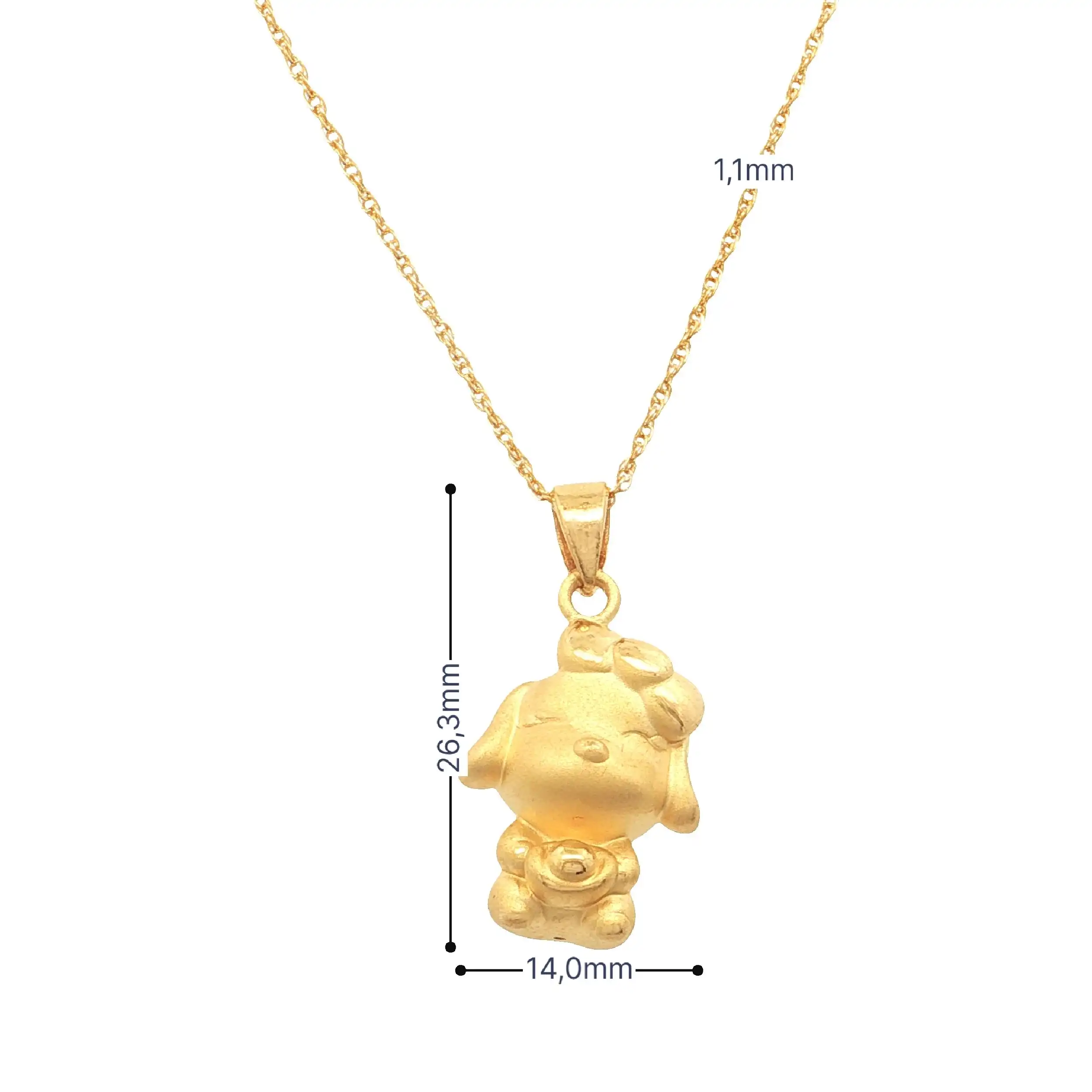 Kette Gelbgold mit Anhänger Hund mit schleife Kette Gelbgold mit Anhänger Hund mit schleife