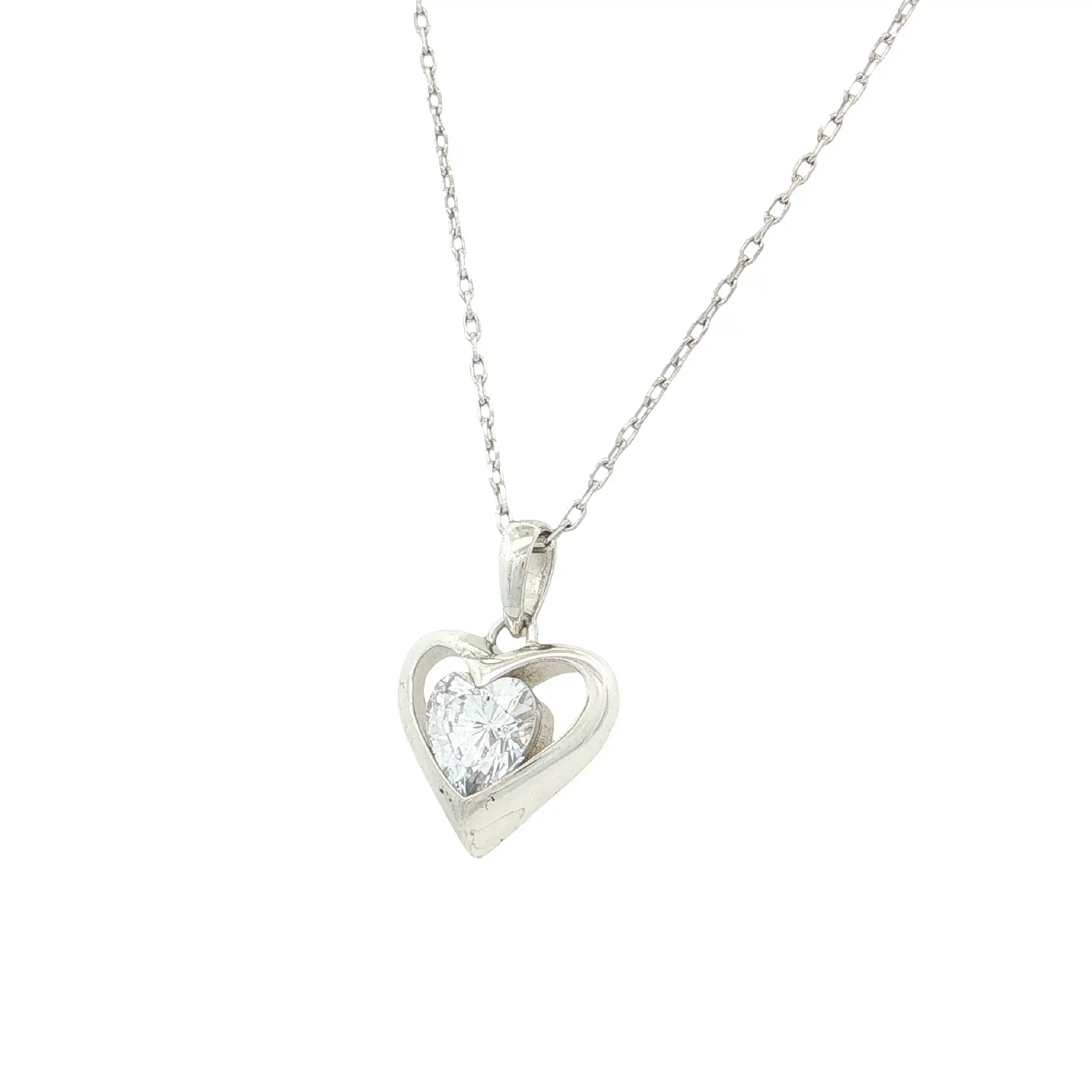 Kette Silber mit Herzanhänger mit Zirkonia Kette Silber mit Herzanhänger mit Zirkonia