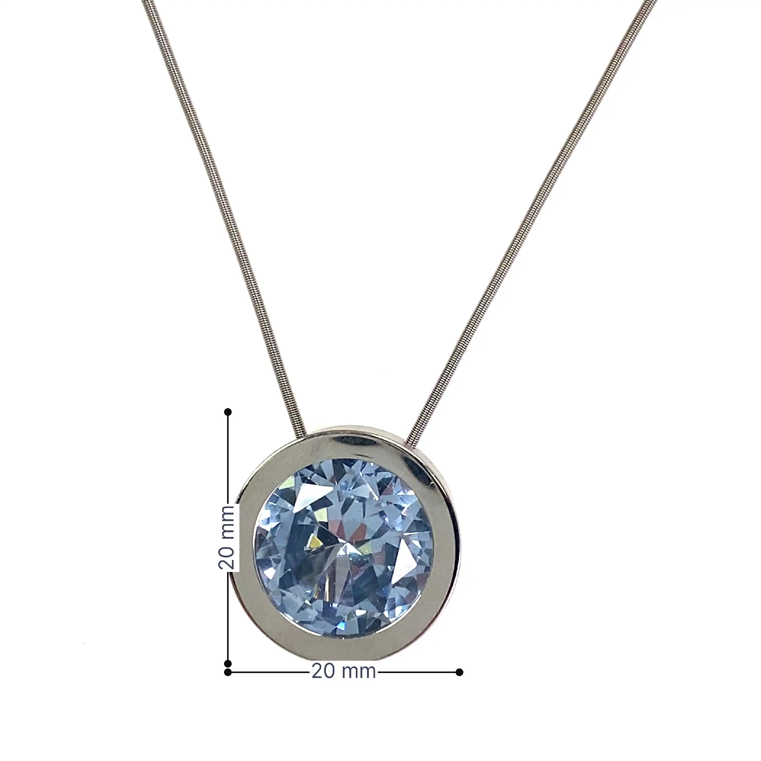 Kette mit Anhänger Niessing Stahl mit Aquamarin Spinell