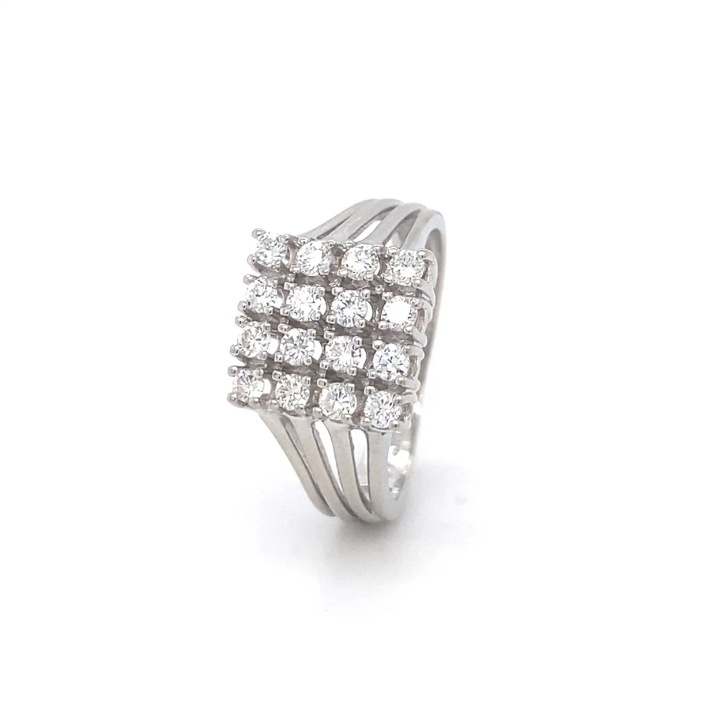 Ring Weißgold mit Brillanten, graviert mit 0,75ct