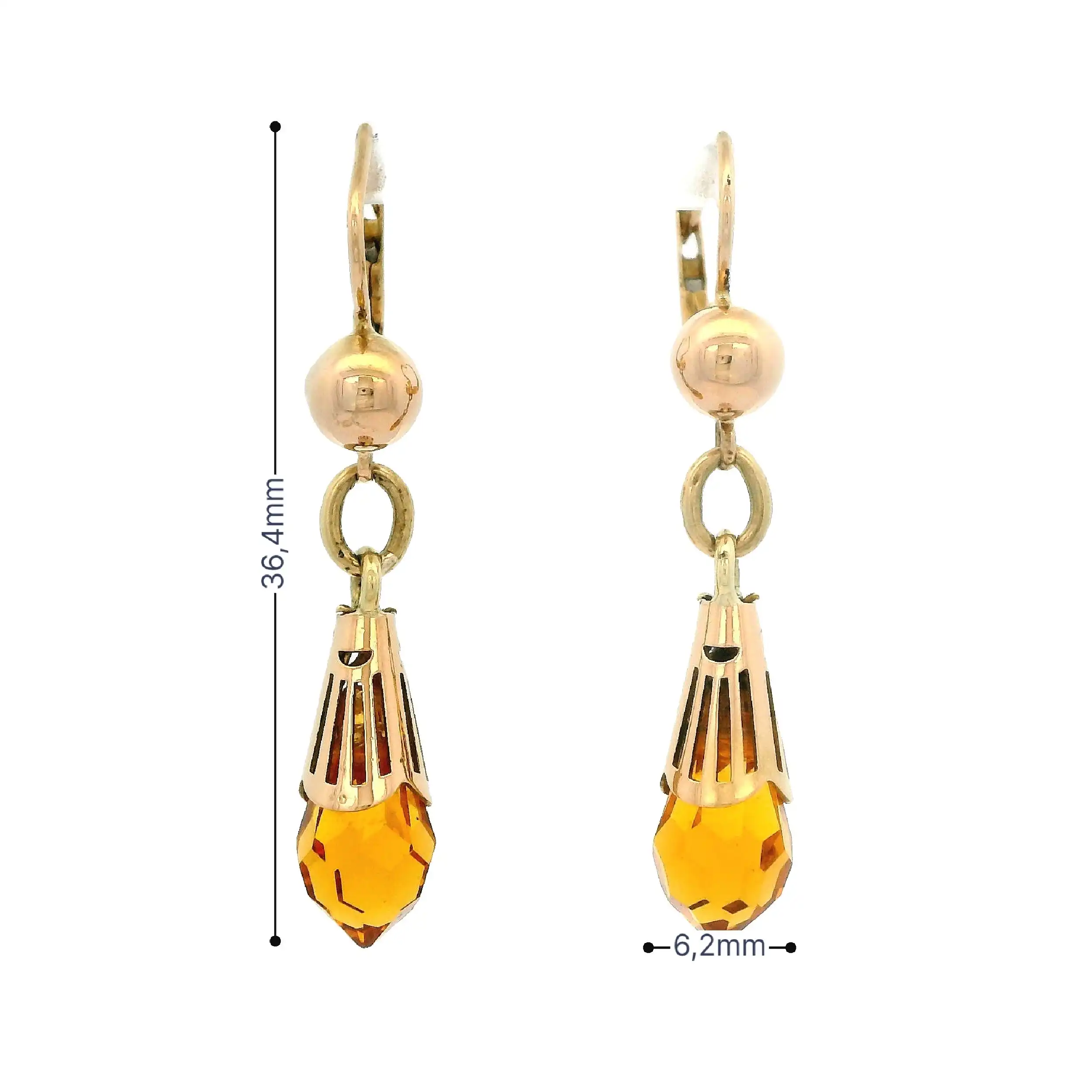 Ohrhänger Gelbgold mit orangenem Farbstein Ohrhänger Gelbgold mit orangenem Farbstein