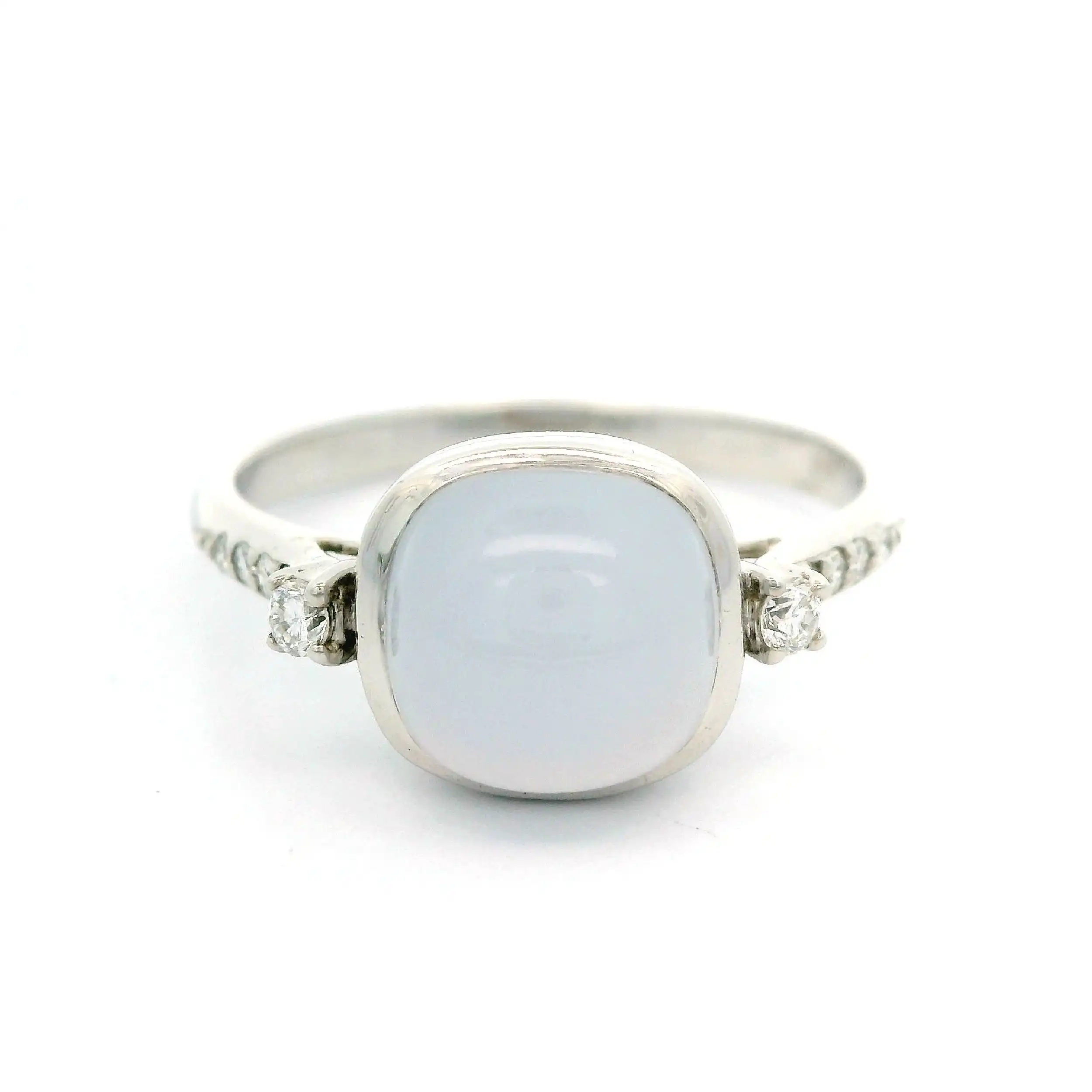 Ring Weißgold mit Chalcedon und Brillant Ring Weißgold mit Chalcedon und Brillant